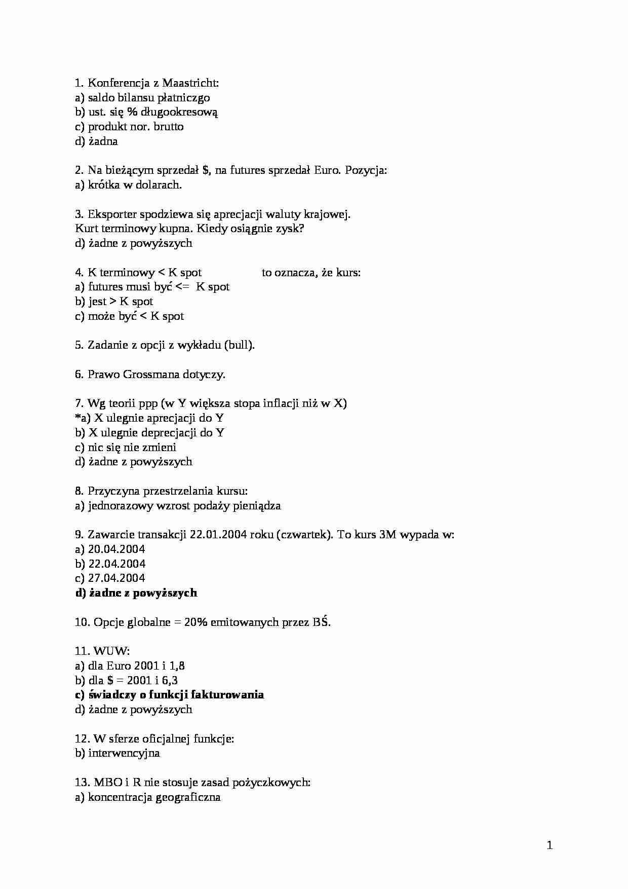 Finanse międzynarodowe UEK - strona 1