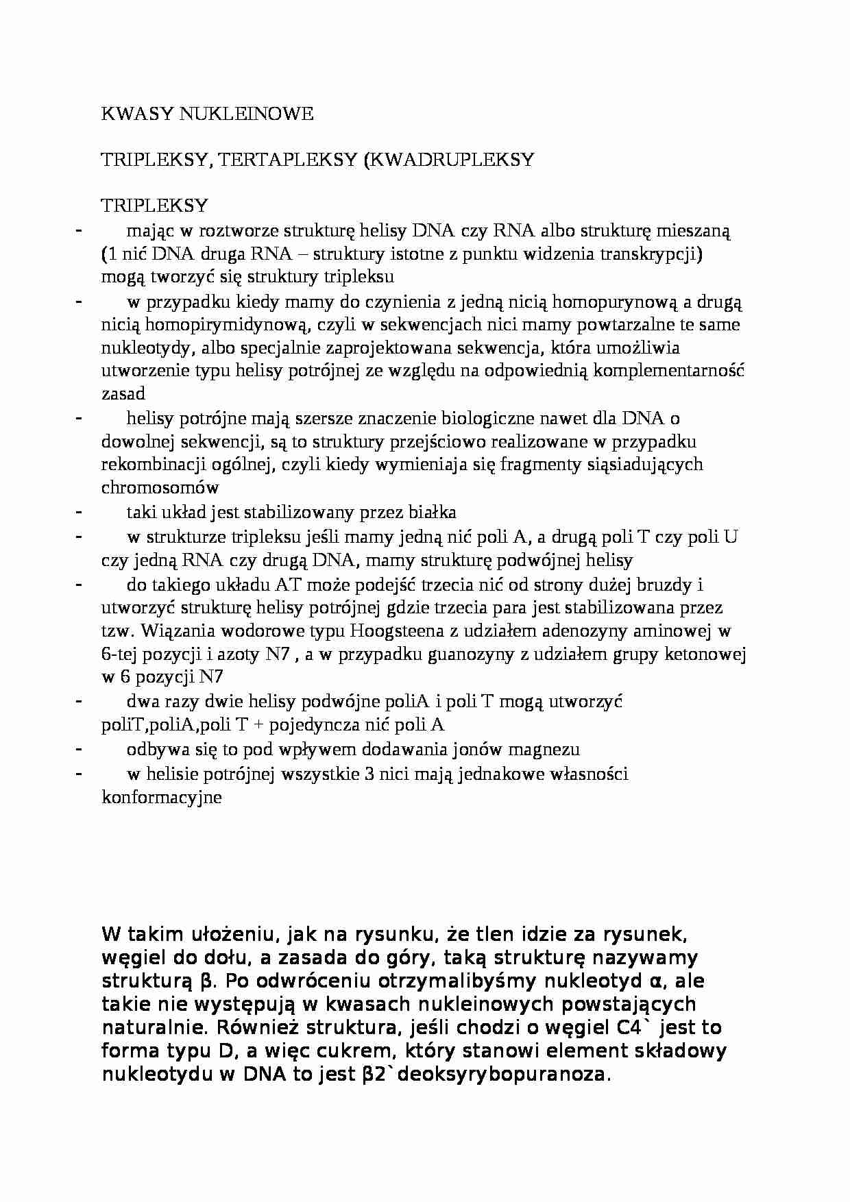 Kwasy nukleinowe-opracowanie - Tripleksy, tertapleksy - strona 1