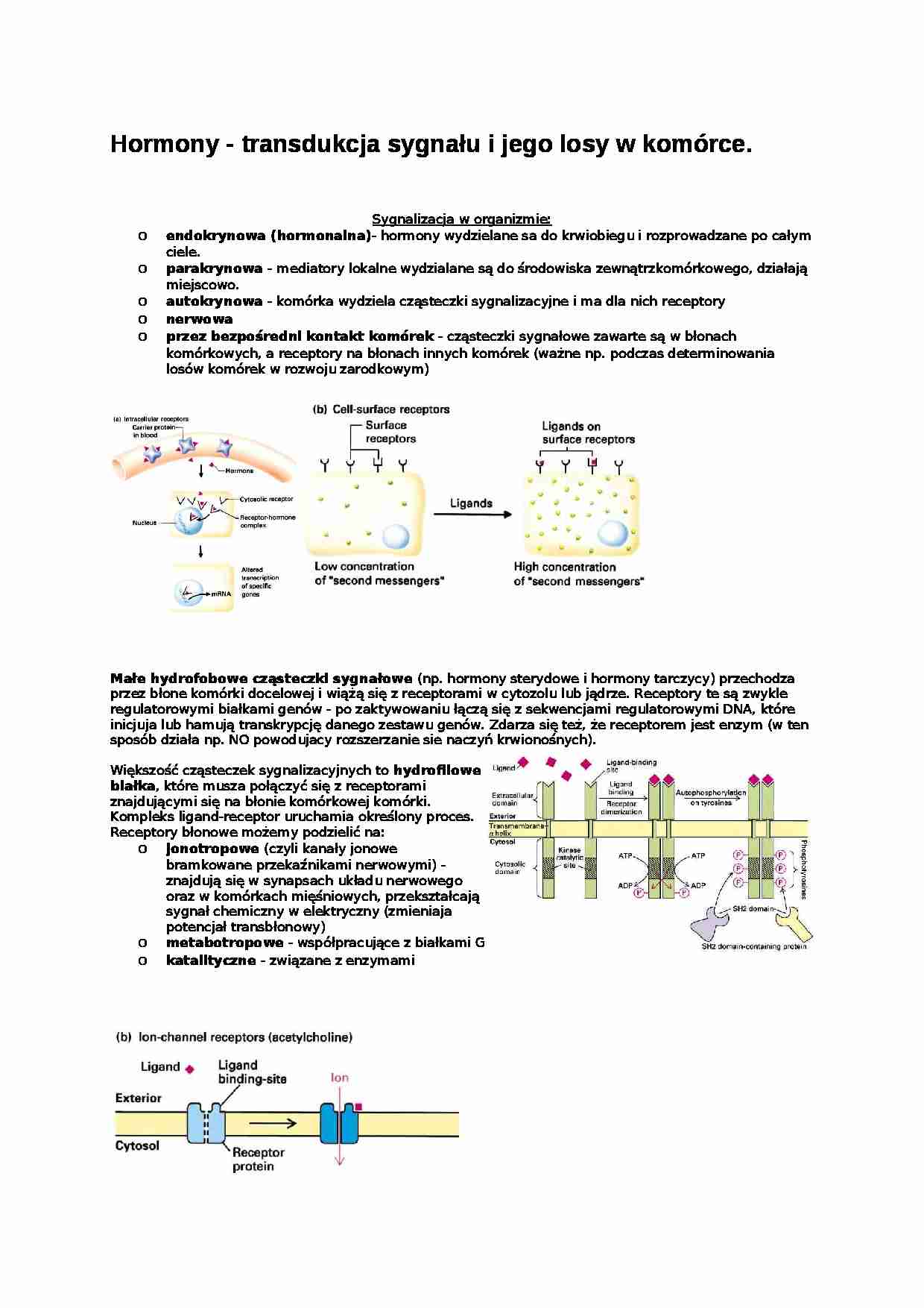 Hormony-opracowanie - Transdukcja sygnału - strona 1