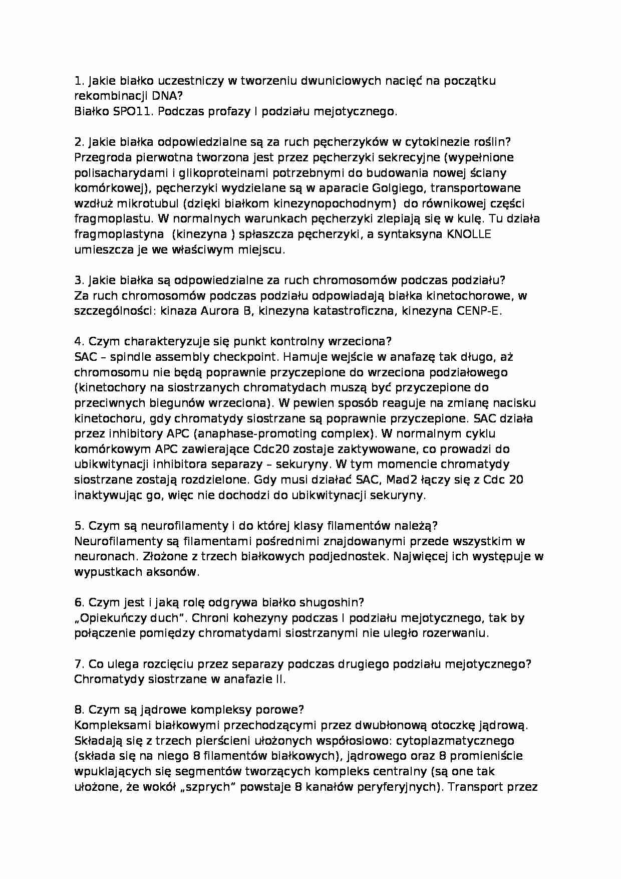 Biologia komórki-pytania - odpowiedzi - strona 1