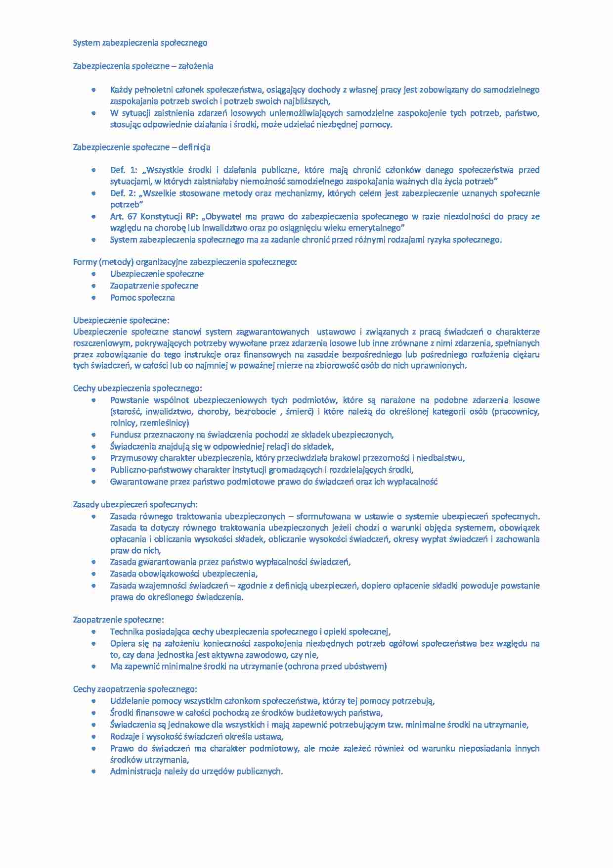 System zabezpieczenia społecznego - strona 1