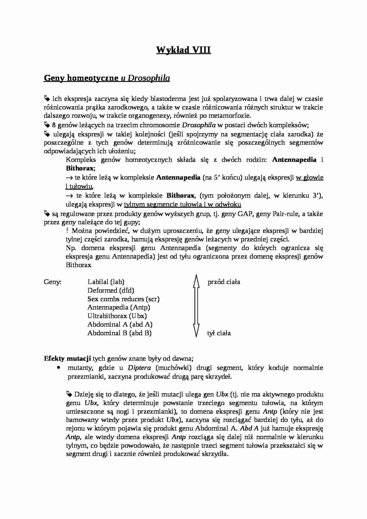 Geny homeotyczne i gastrulacja-opracowanie - strona 1