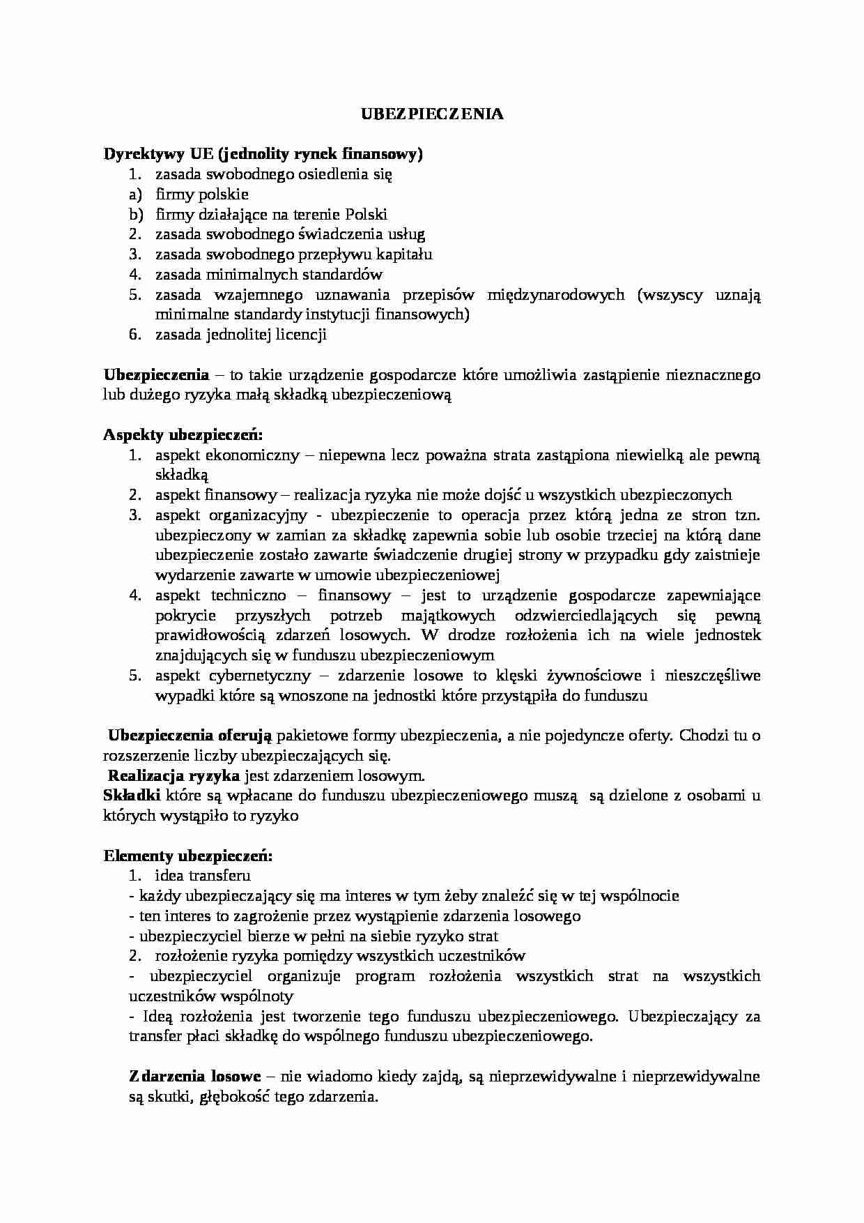 Ubezpieczenia UEK - strona 1