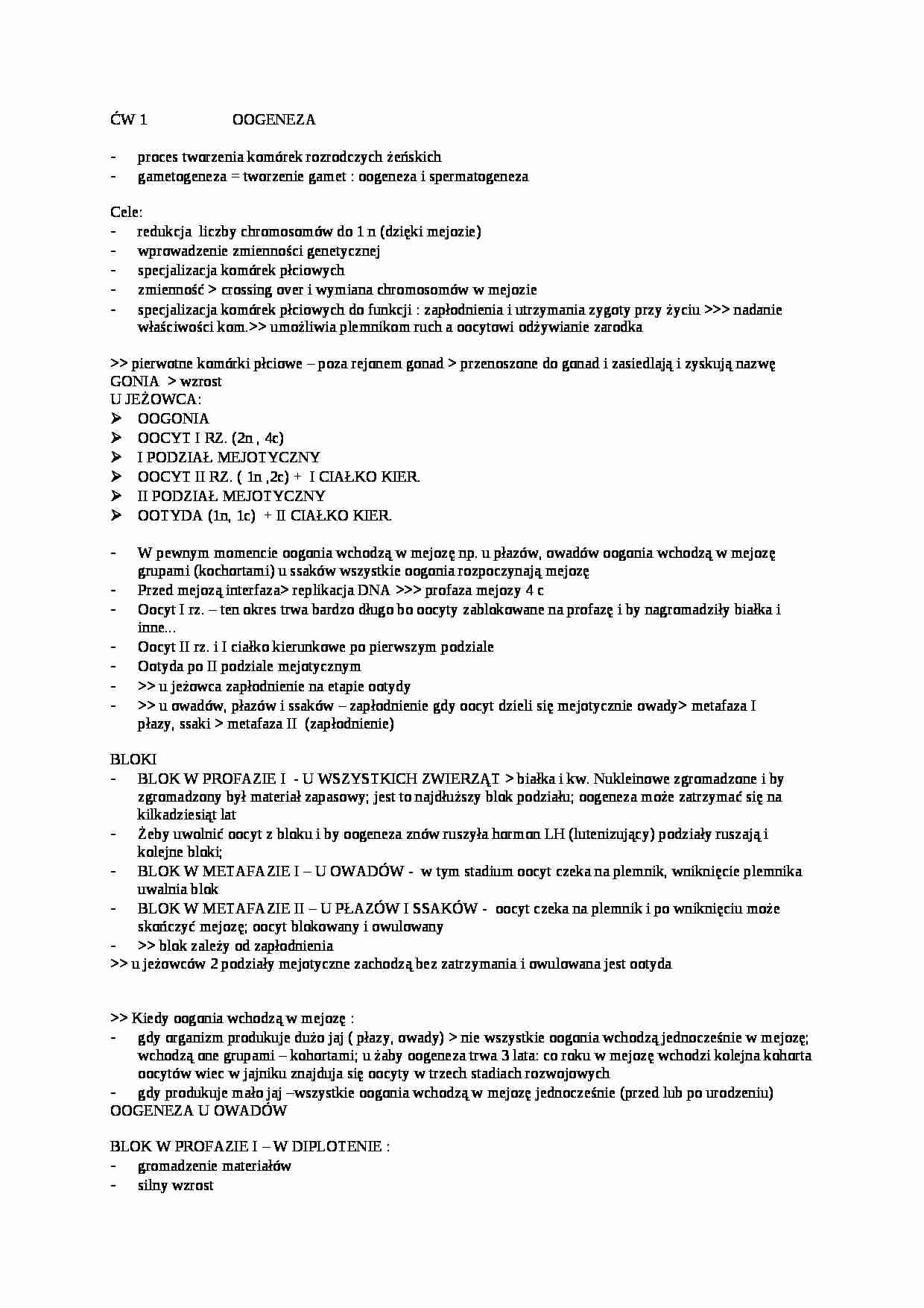 Oogeneza-opracowanie - strona 1
