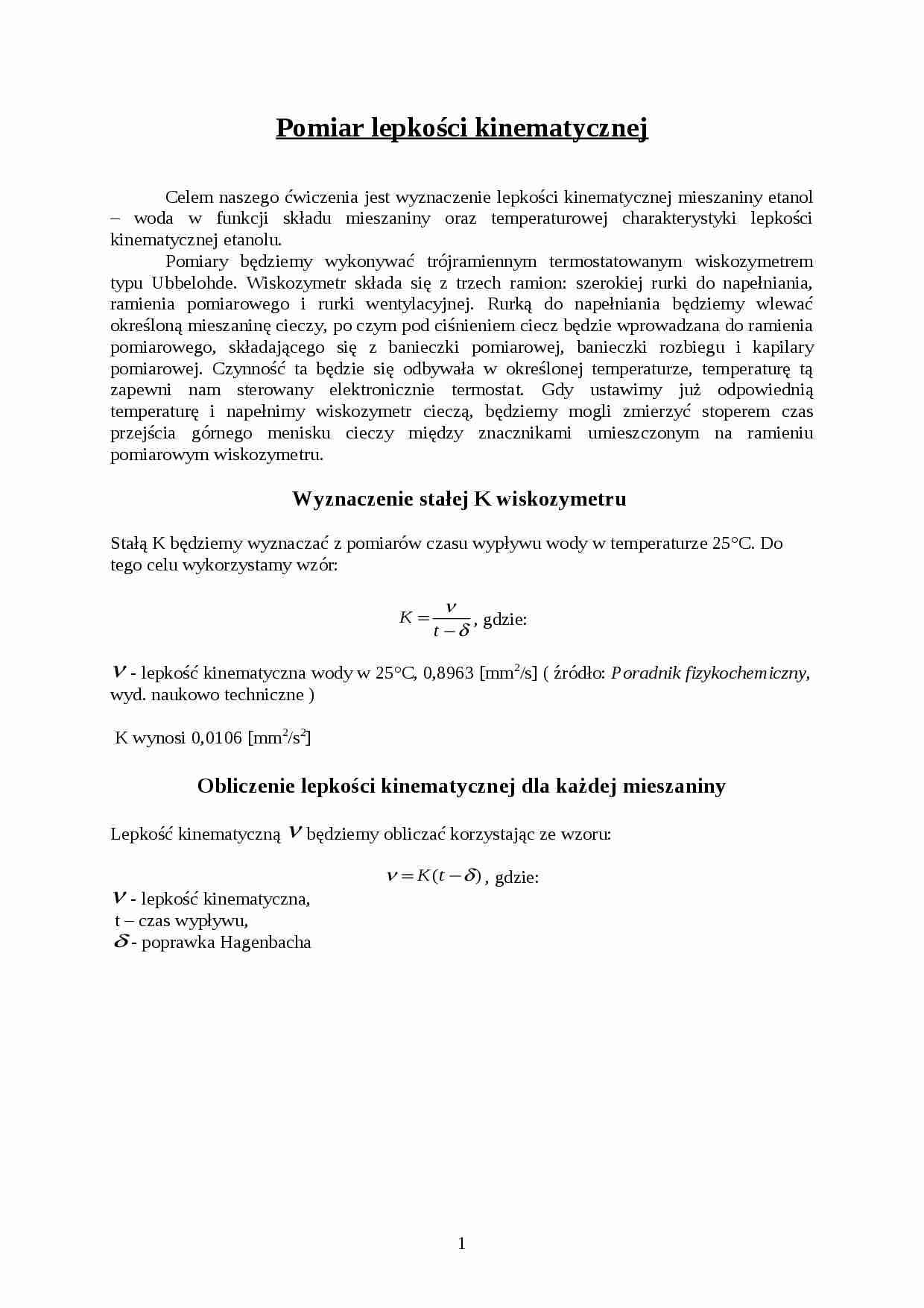 Pomiar lepkości kinematycznej-opracowanie - strona 1