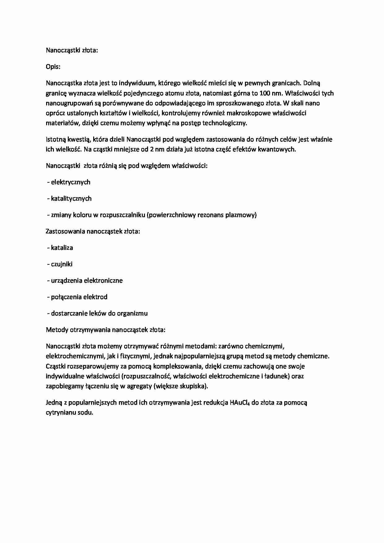 Nanoczastki złota-opracowanie - strona 1