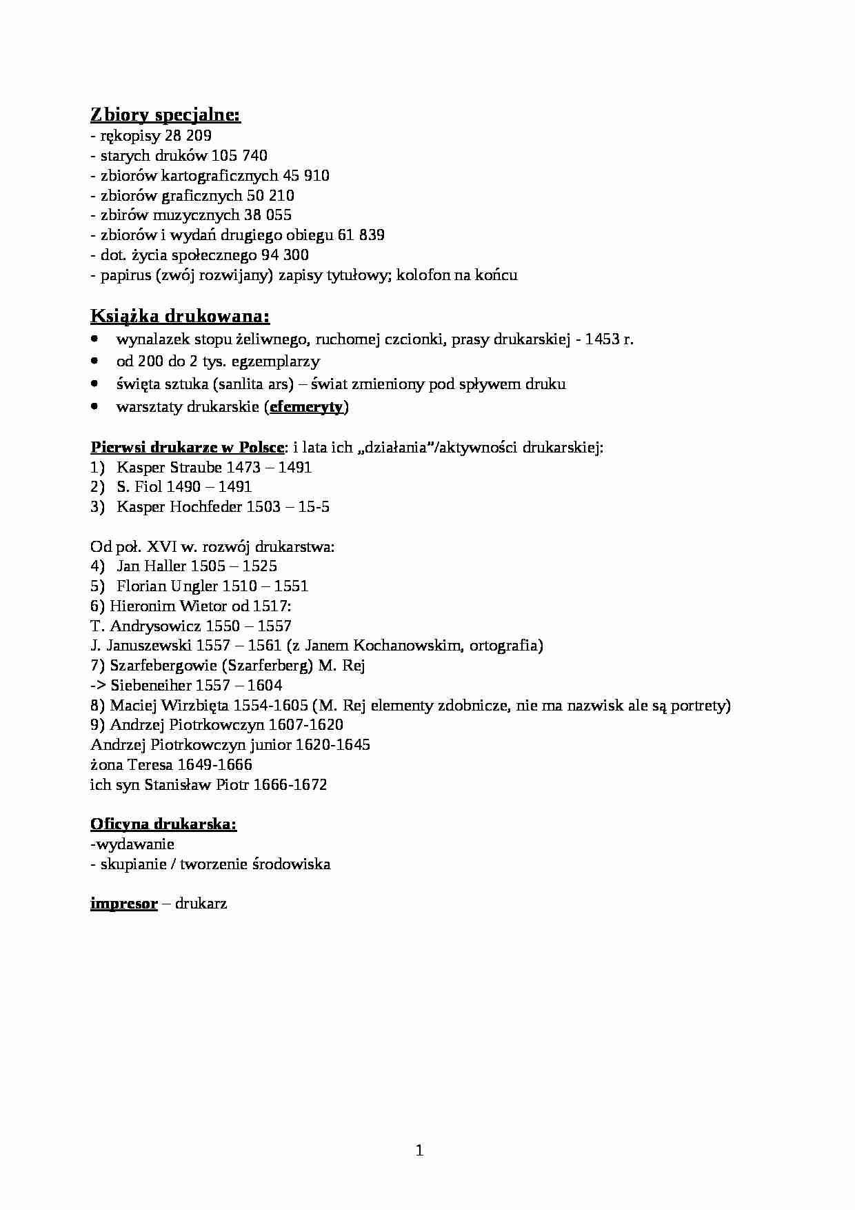 Zbiory specjalne-opracowanie - strona 1