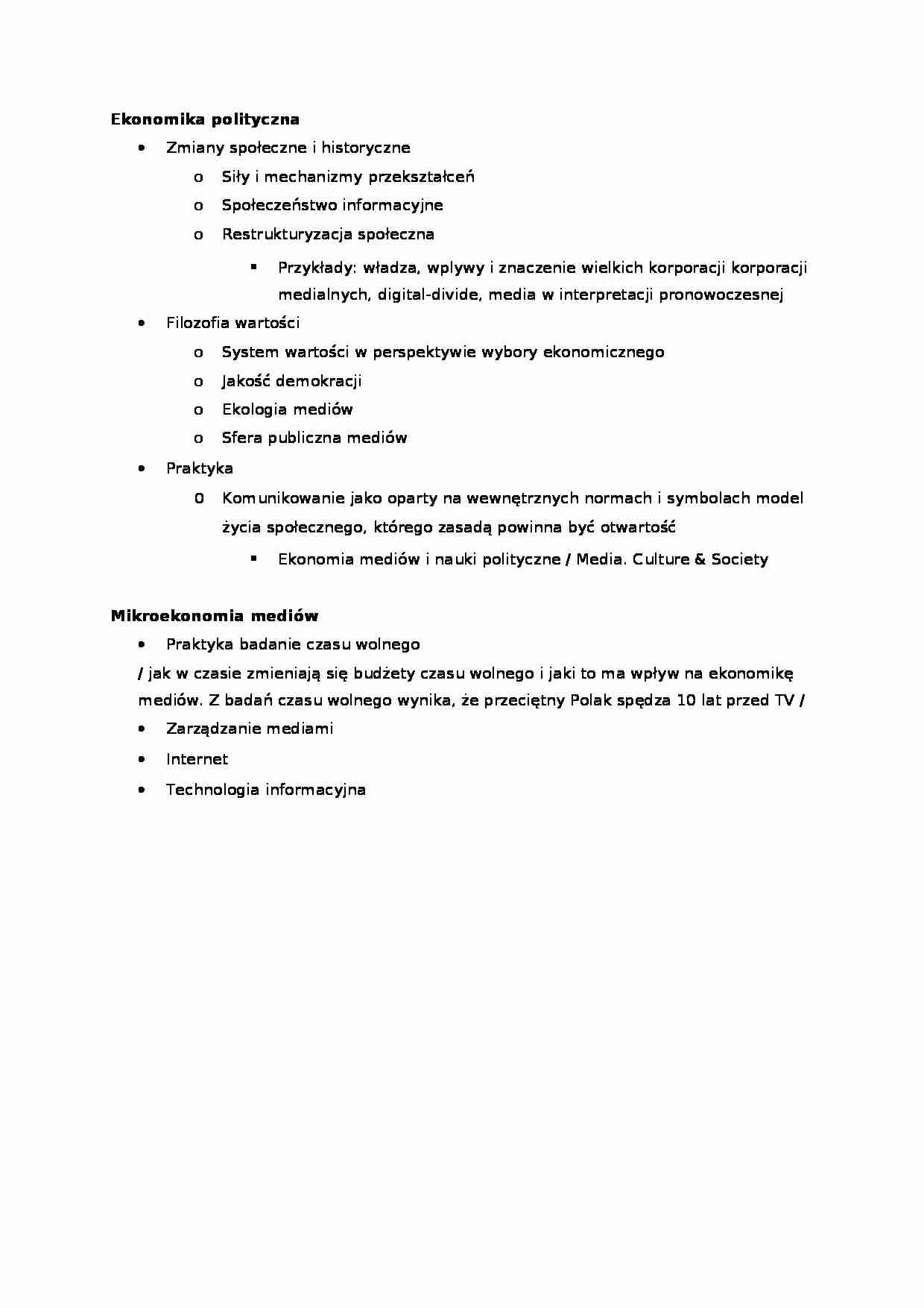 Ekonomika polityczna-opracowanie - strona 1