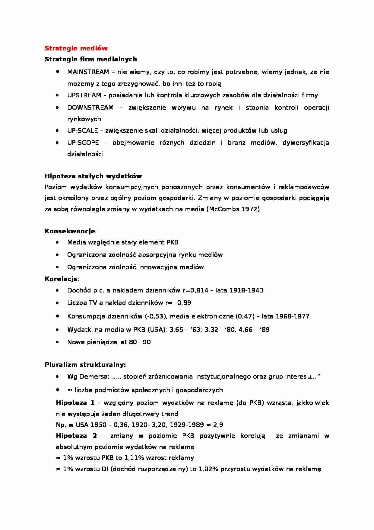 Strategie mediów-opracowanie - strona 1