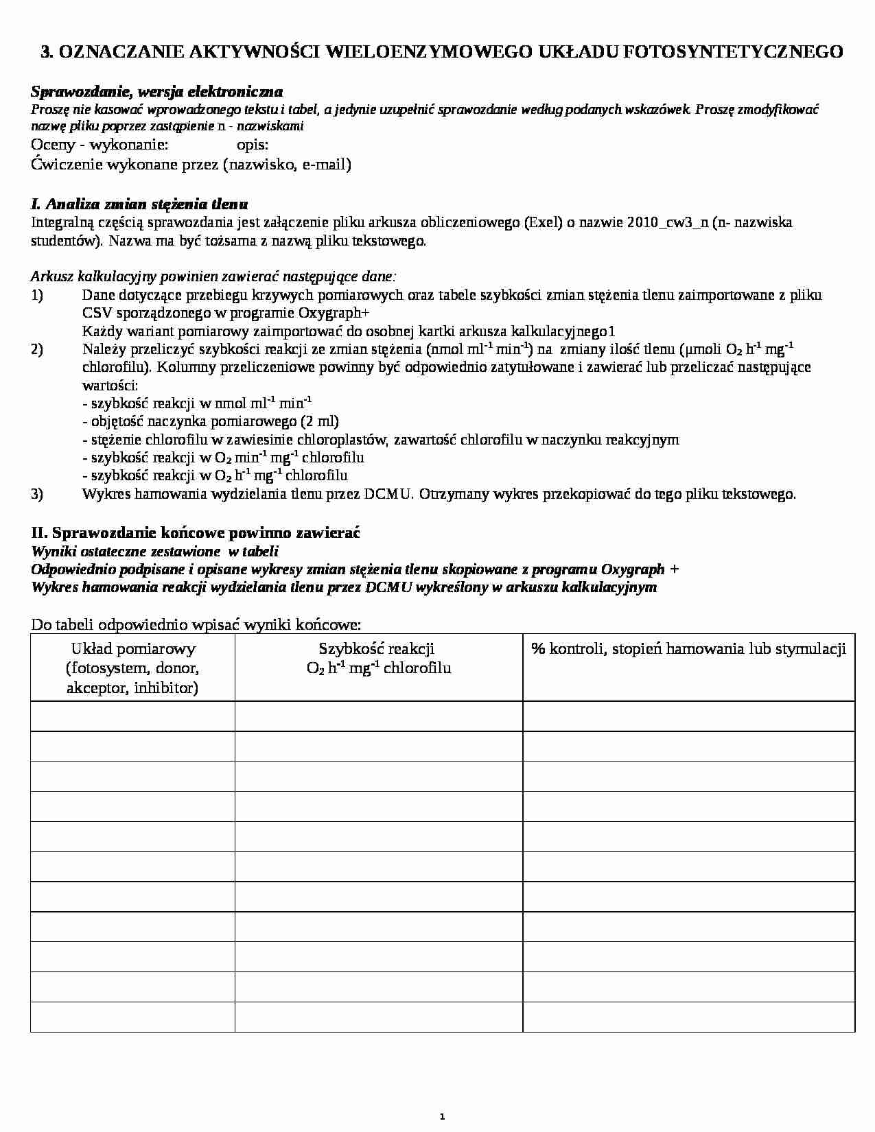 Układ fotosyntetyczny-opracowanie - strona 1