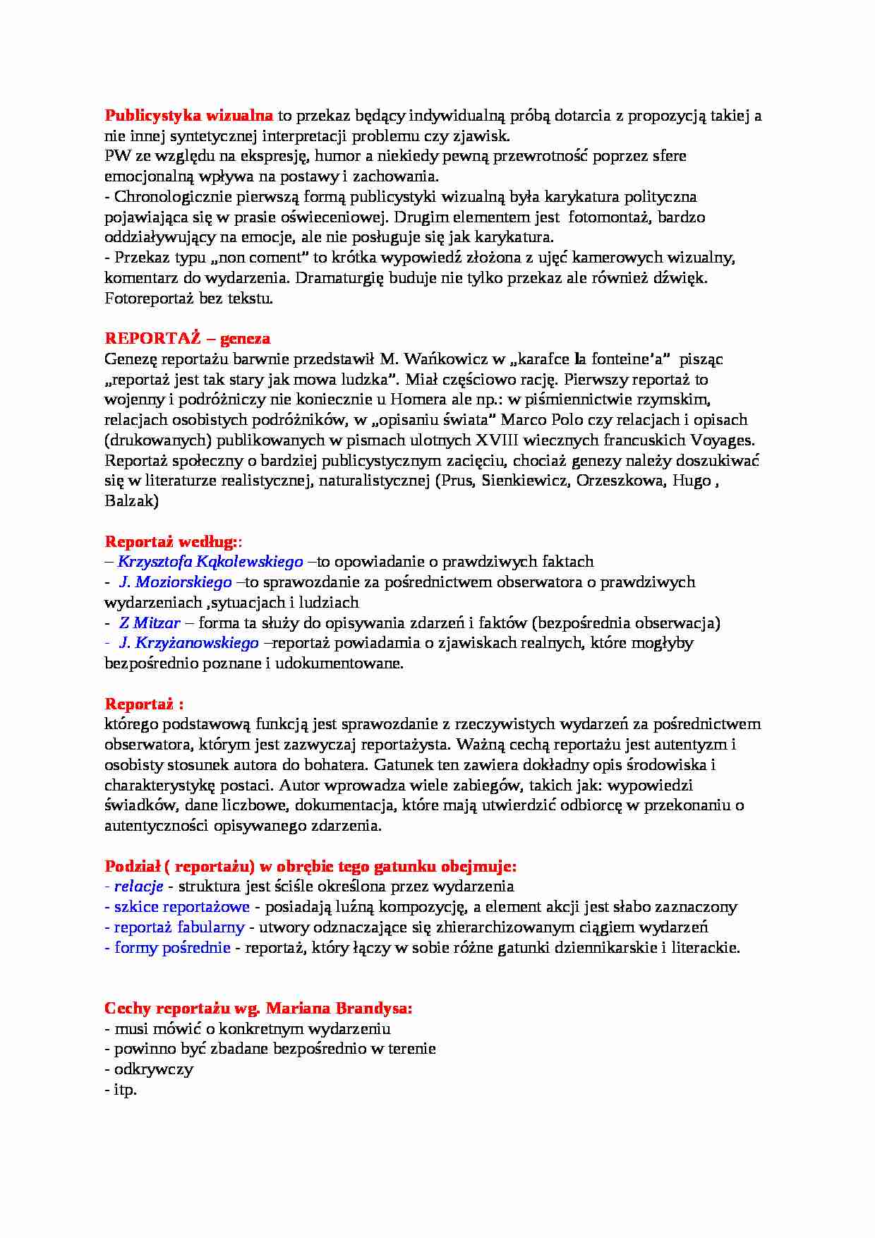 Publicystyka wizualna-opracowanie - strona 1