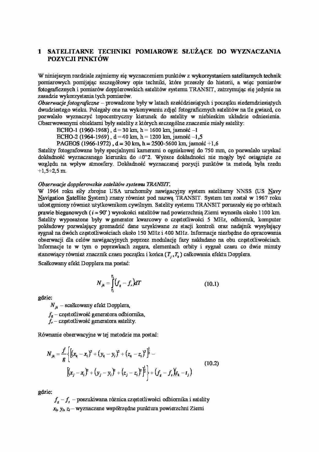 Satelitarne techniki pomiarowe-opracowanie - strona 1