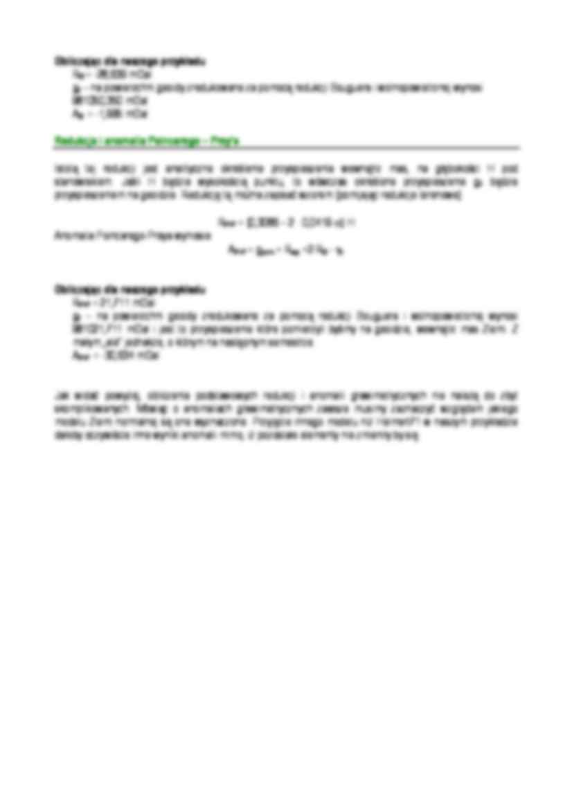 Przykład obliczenia redukcji i anomalii grawimetrycznych  - strona 2