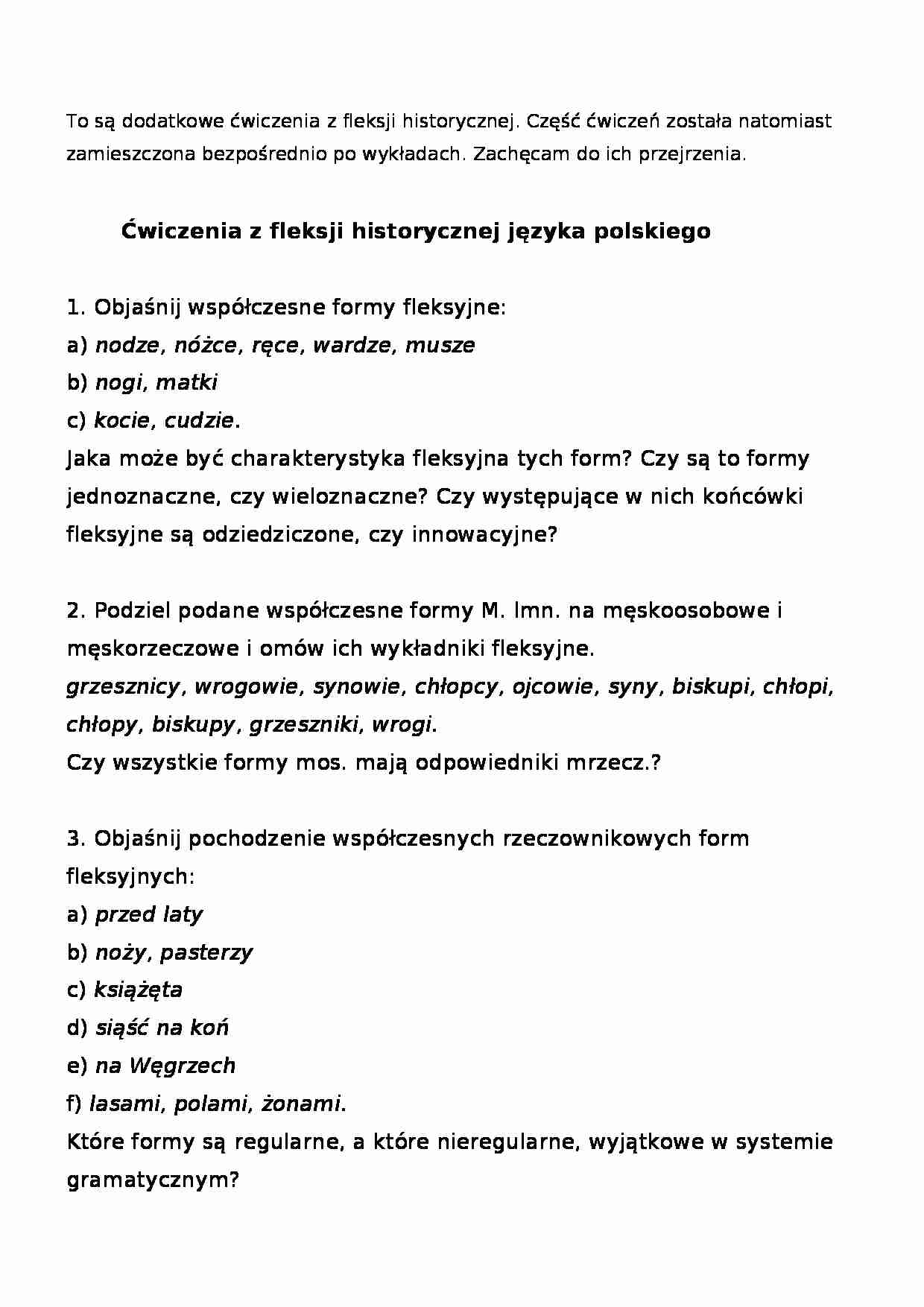 Ćwiczenia z fleksji-opracowanie - strona 1
