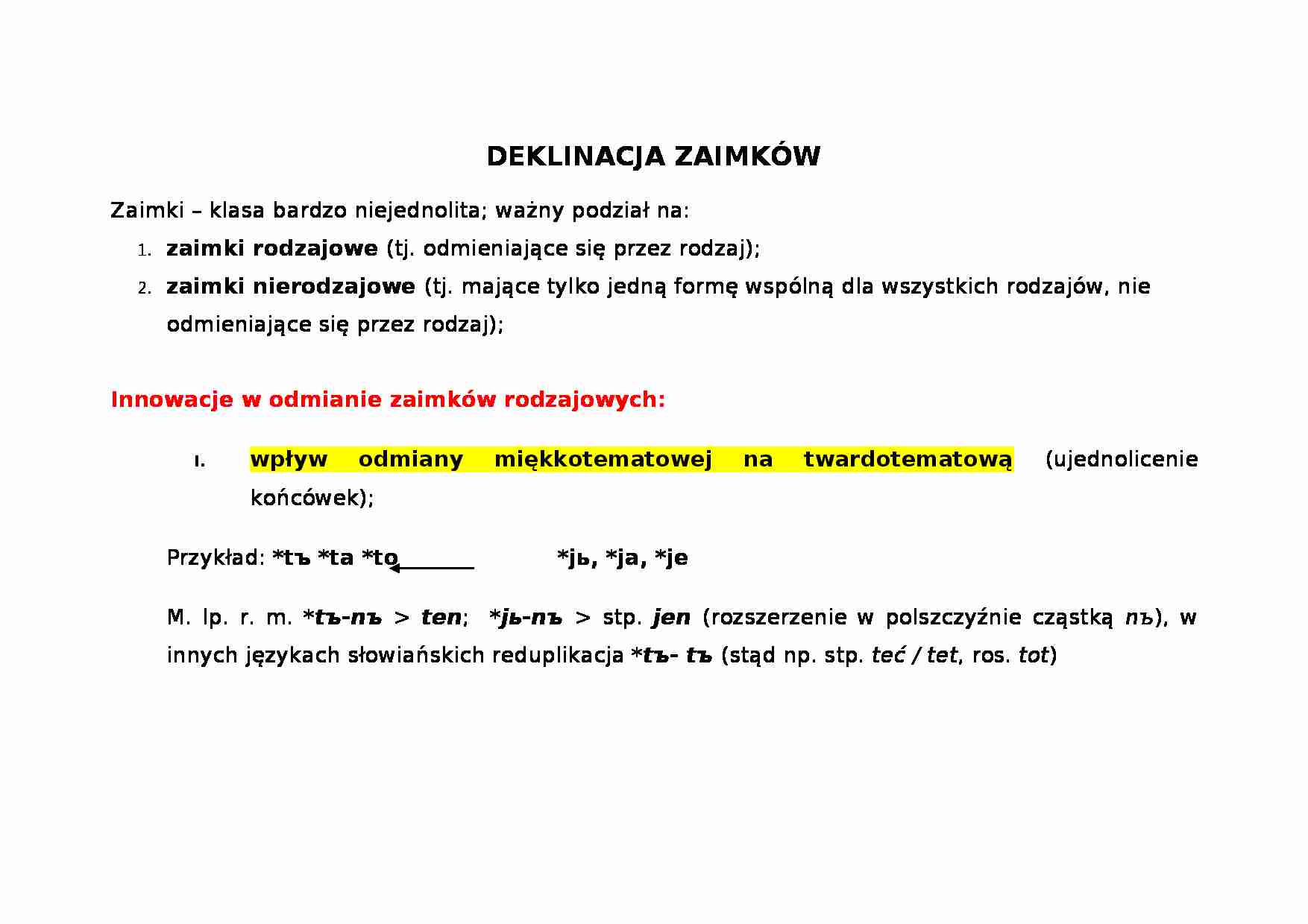 Deklinacja zaimków-opracowanie - strona 1