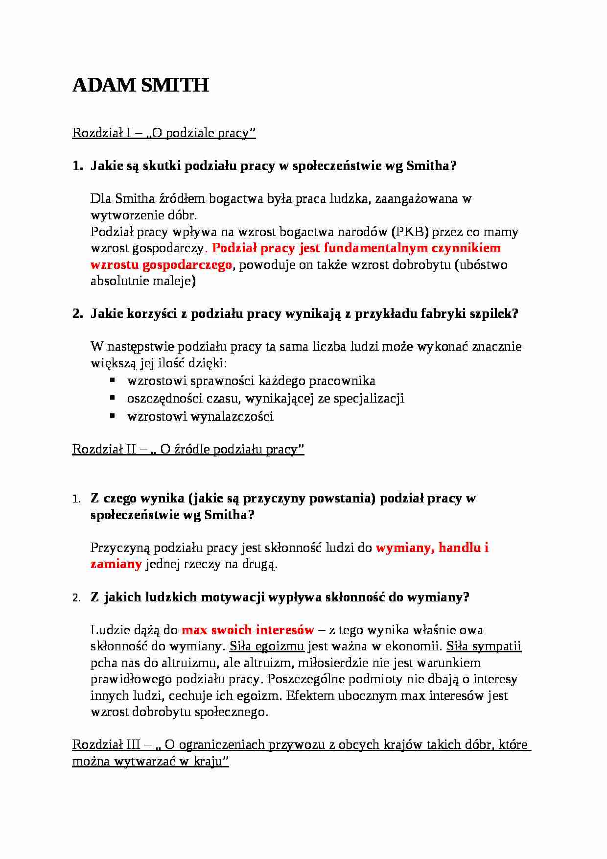 Adam Smith-opracowanie - strona 1