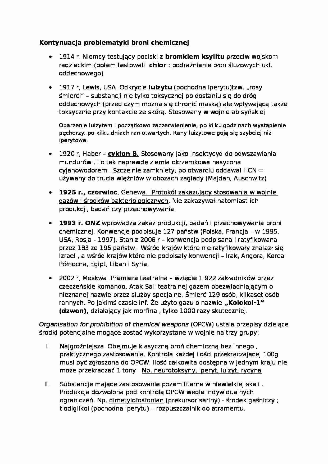Kontynuacja problematyki broni chemicznej-opracowanie - strona 1