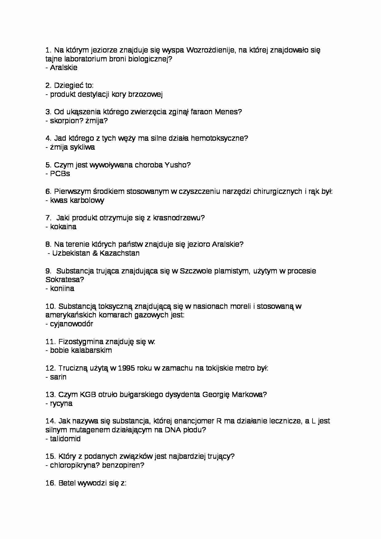 Historia toksykologii-pytania - strona 1