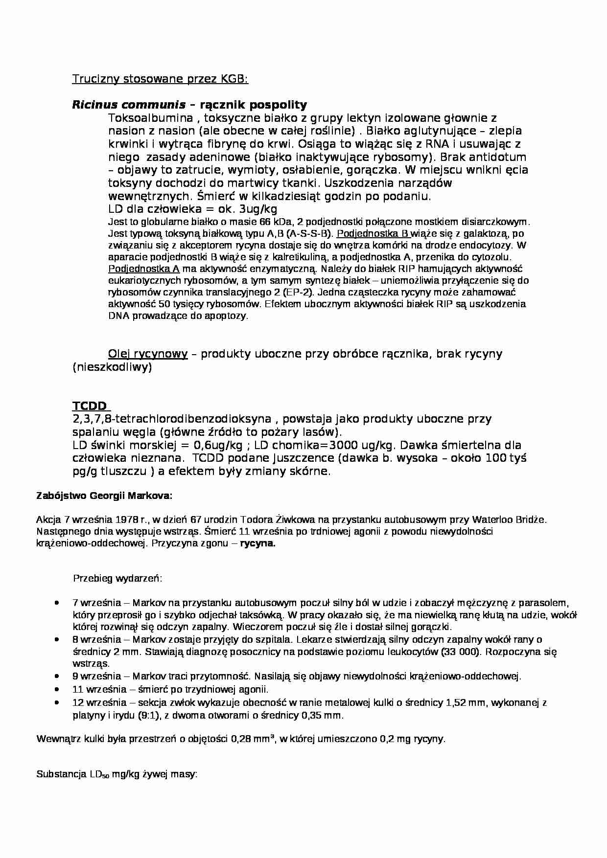 Trucizny stosowane przez KGB-opracowanie - strona 1