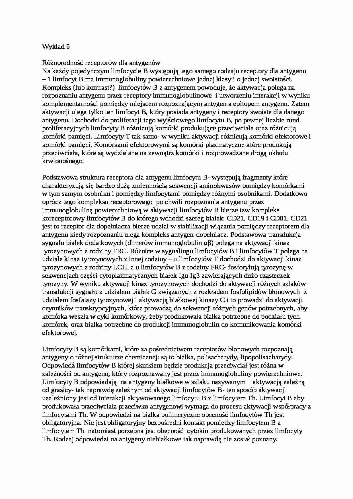 Różnorodność receptorów dla antygenów-opracowanie - strona 1