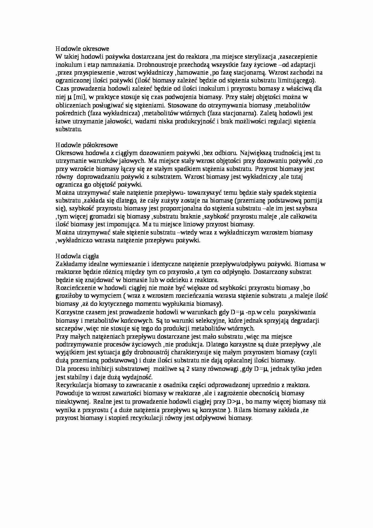 Hodowle okresowe-opracowanie - strona 1