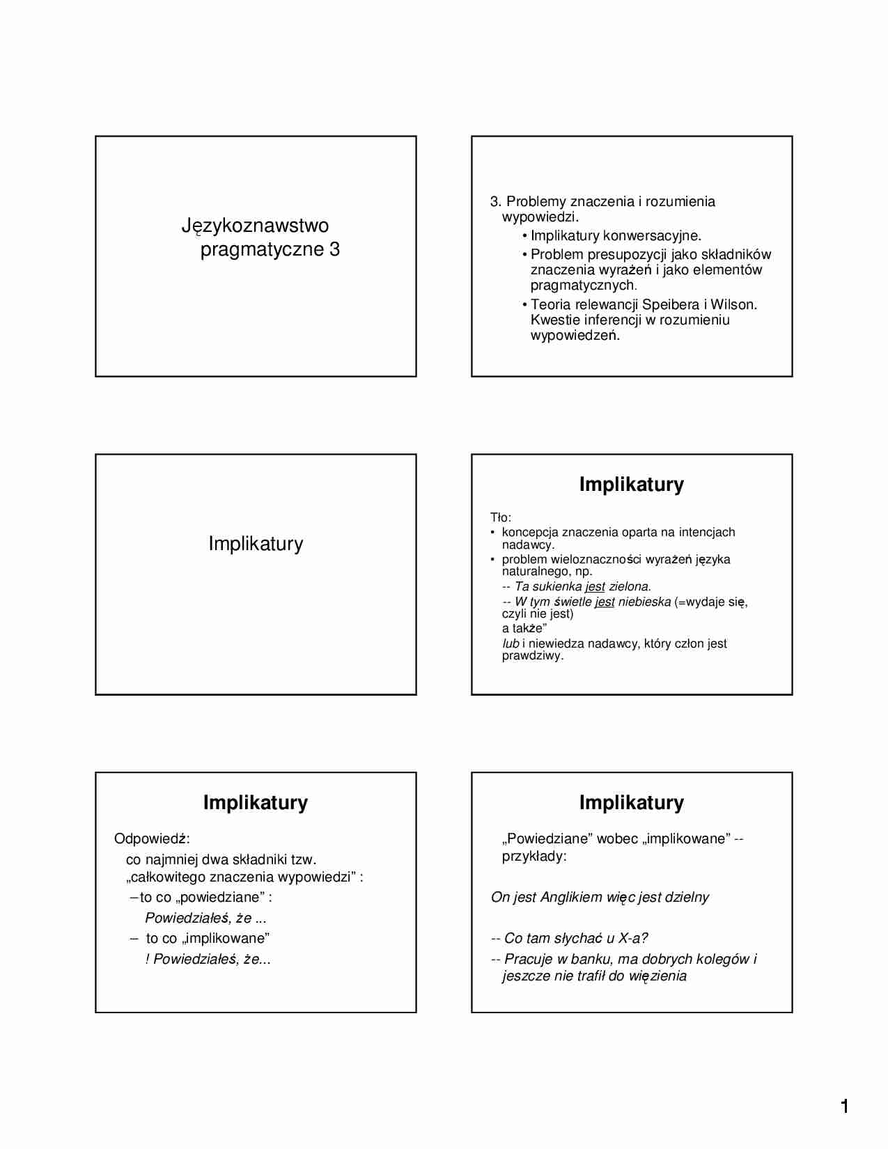 Językoznawstwo pragmatyczne 3 - strona 1