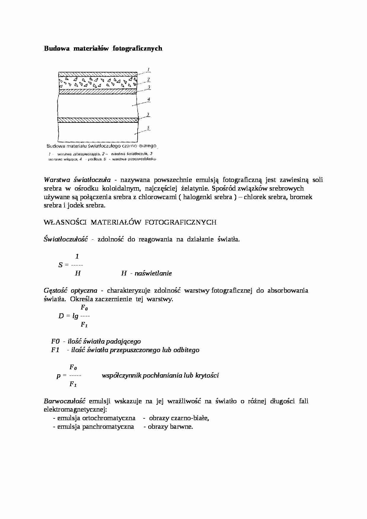 Budowa materiałów fotograficznych-opracowanie - strona 1