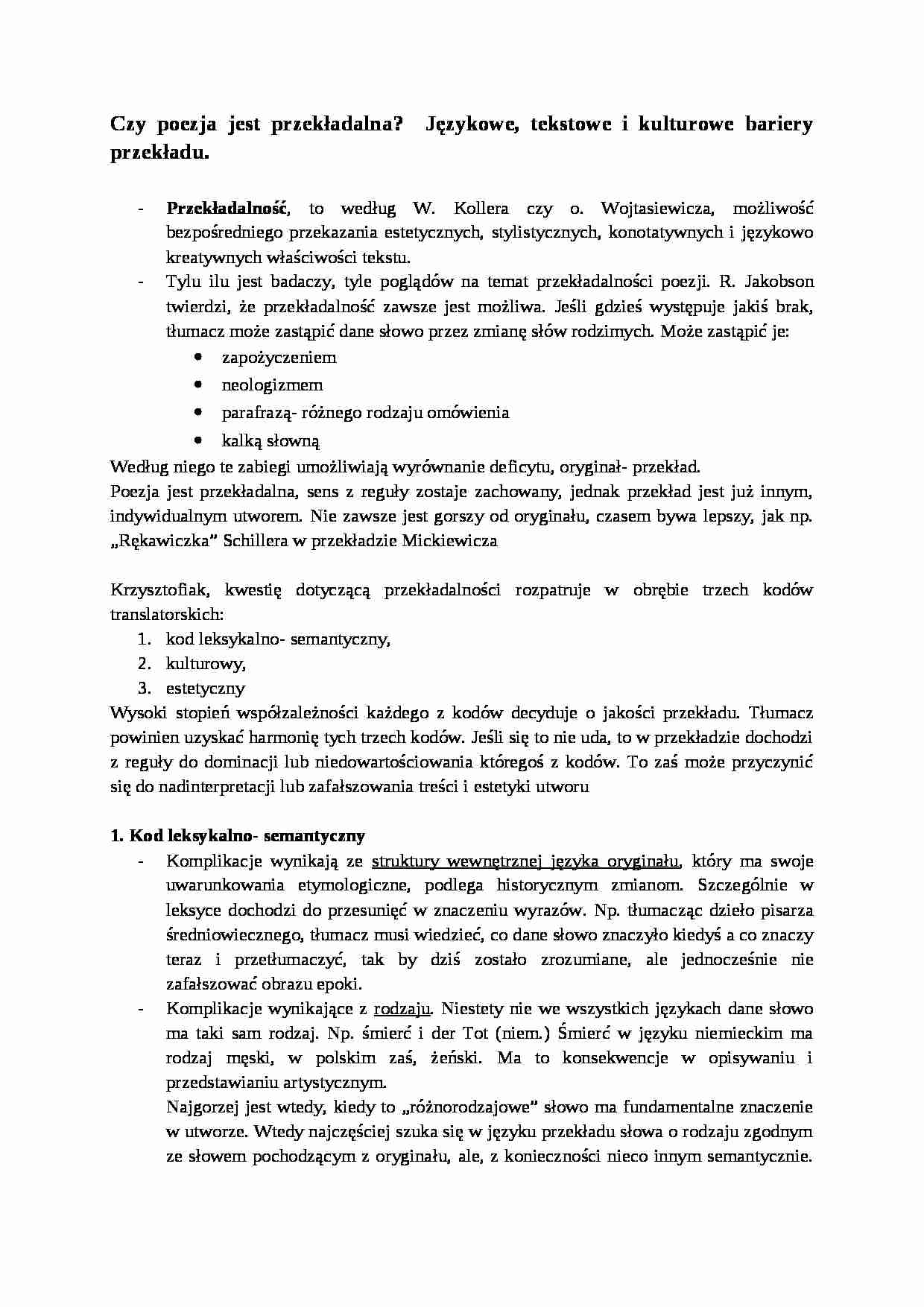 Czy poezja jest przekładalna-opracowanie - strona 1