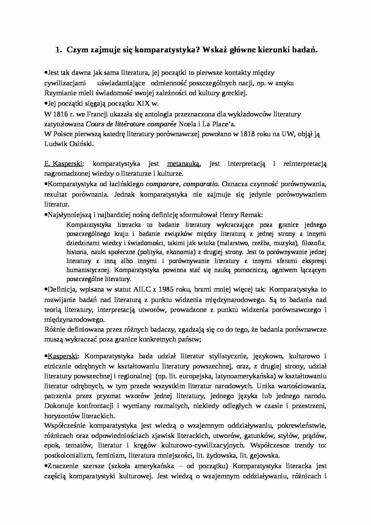 Komparatystyka-opracowanie - strona 1