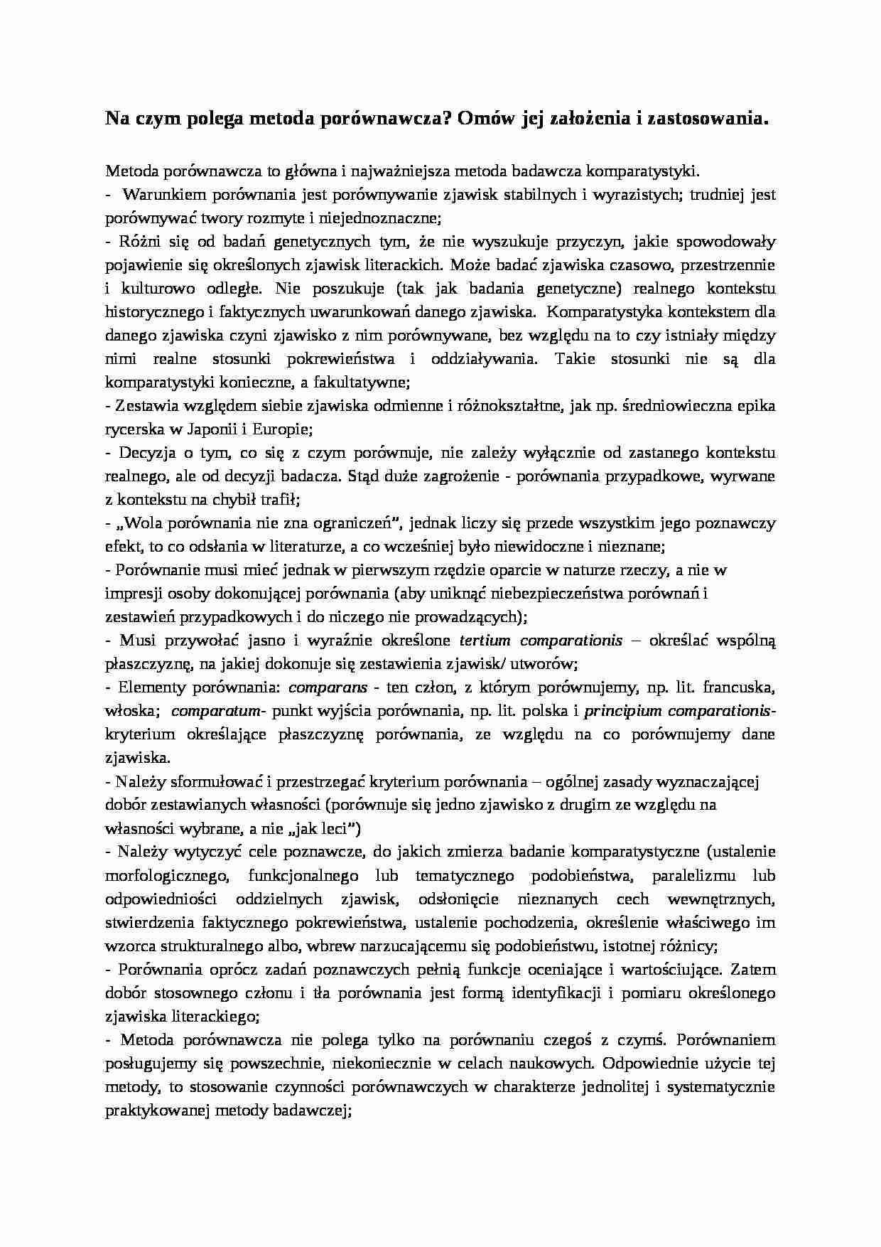 Na czym polega metoda porównawcza-opracowanie - strona 1