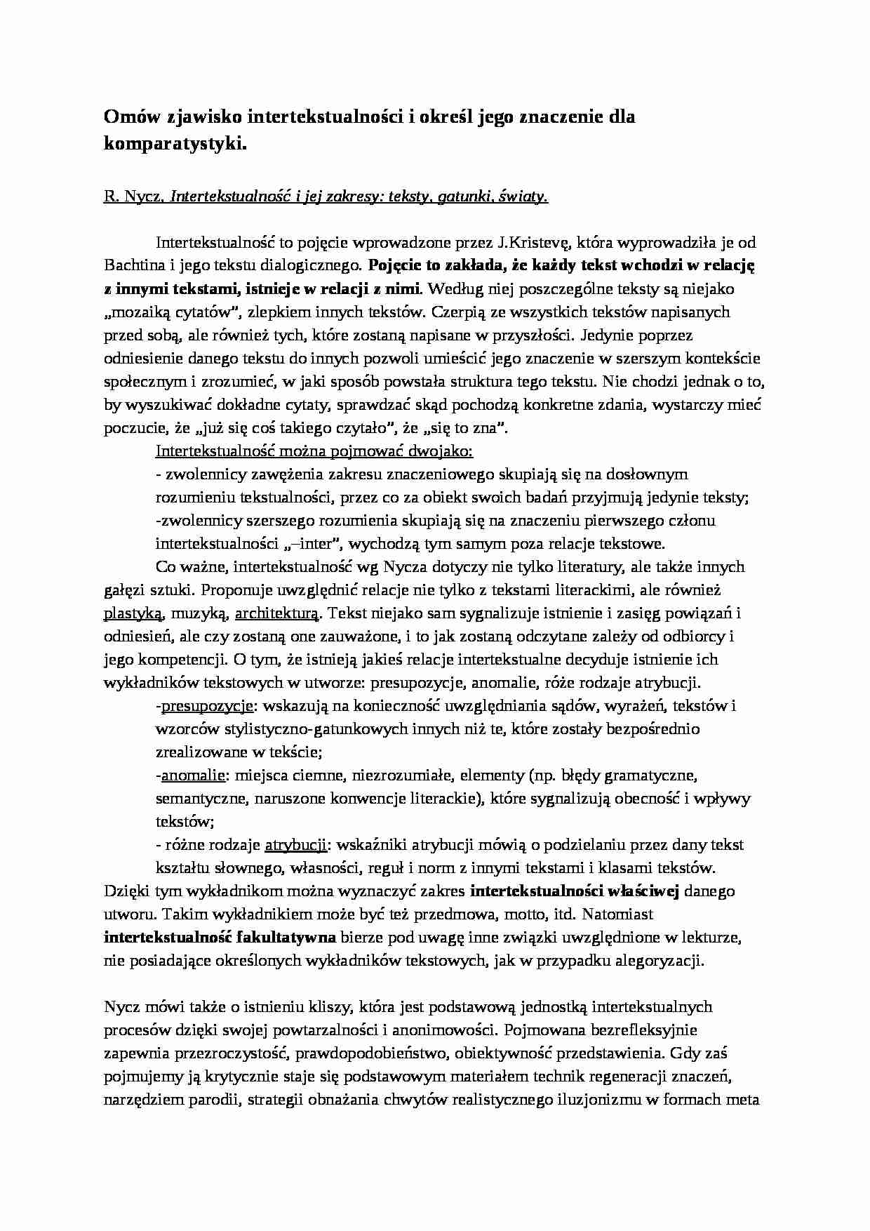 Zjawisko intertekstualności-opracowanie - strona 1
