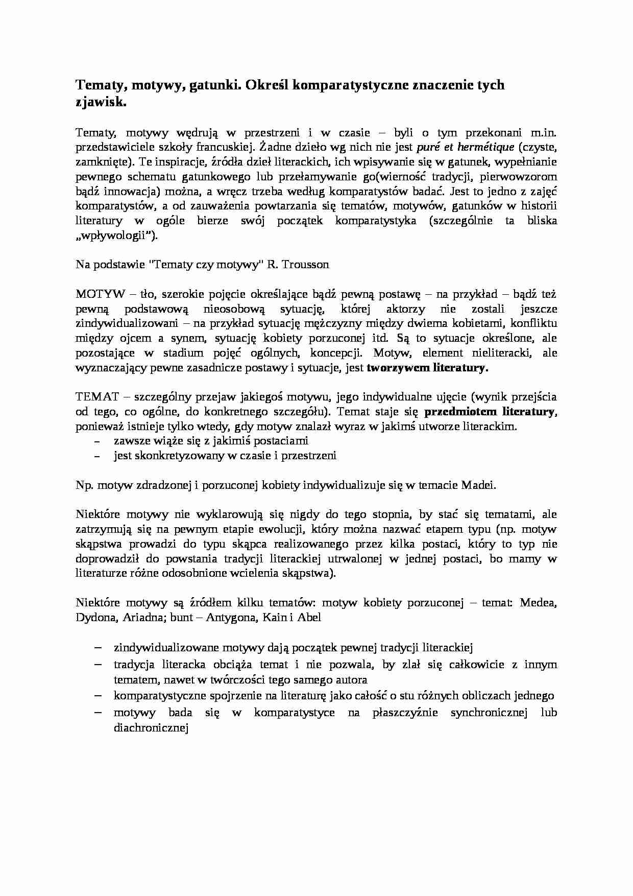 Tematy, motywy, gatunki-opracowanie - strona 1