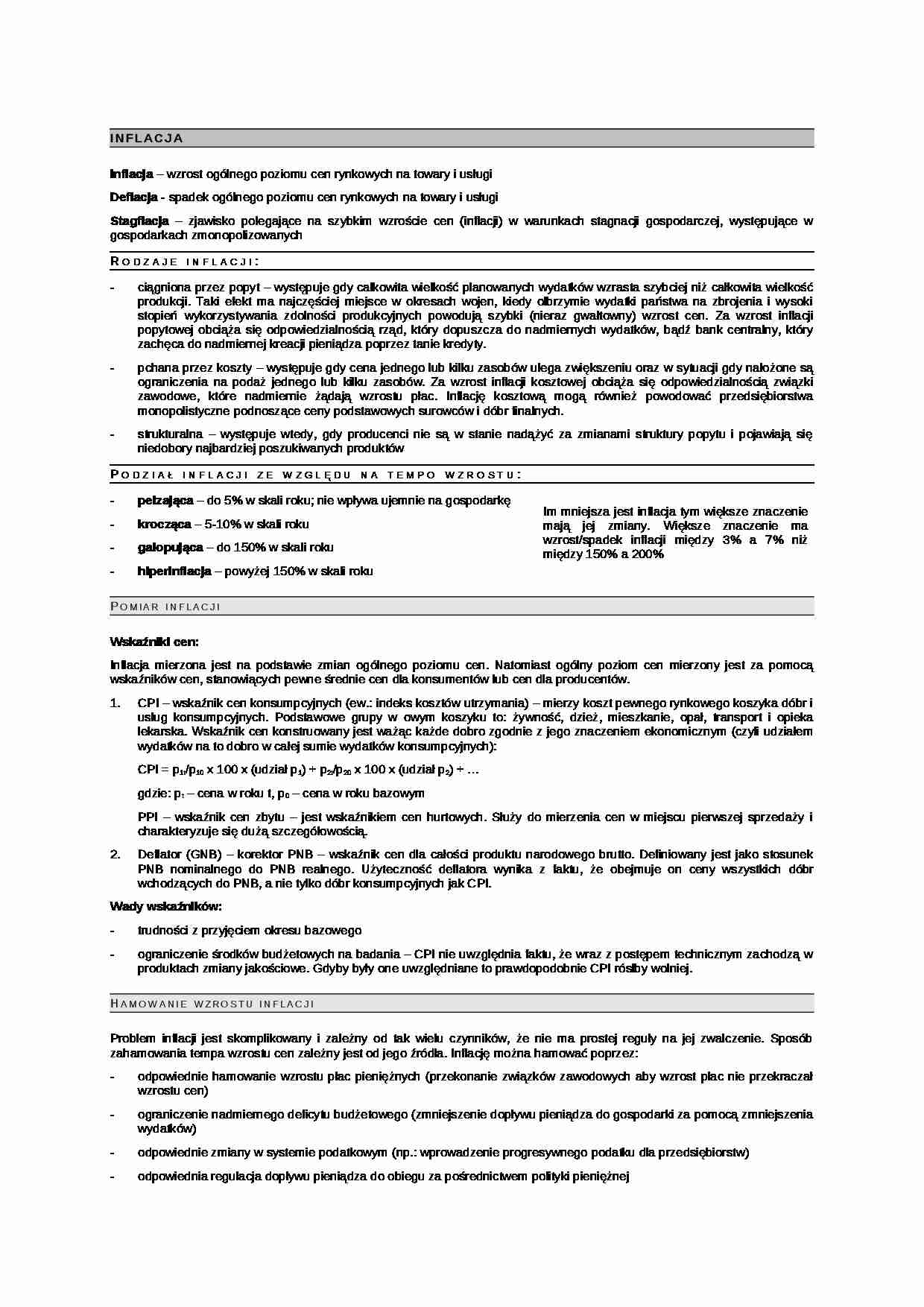 Inflacja-opracowanie - Wskaźniki cen - strona 1