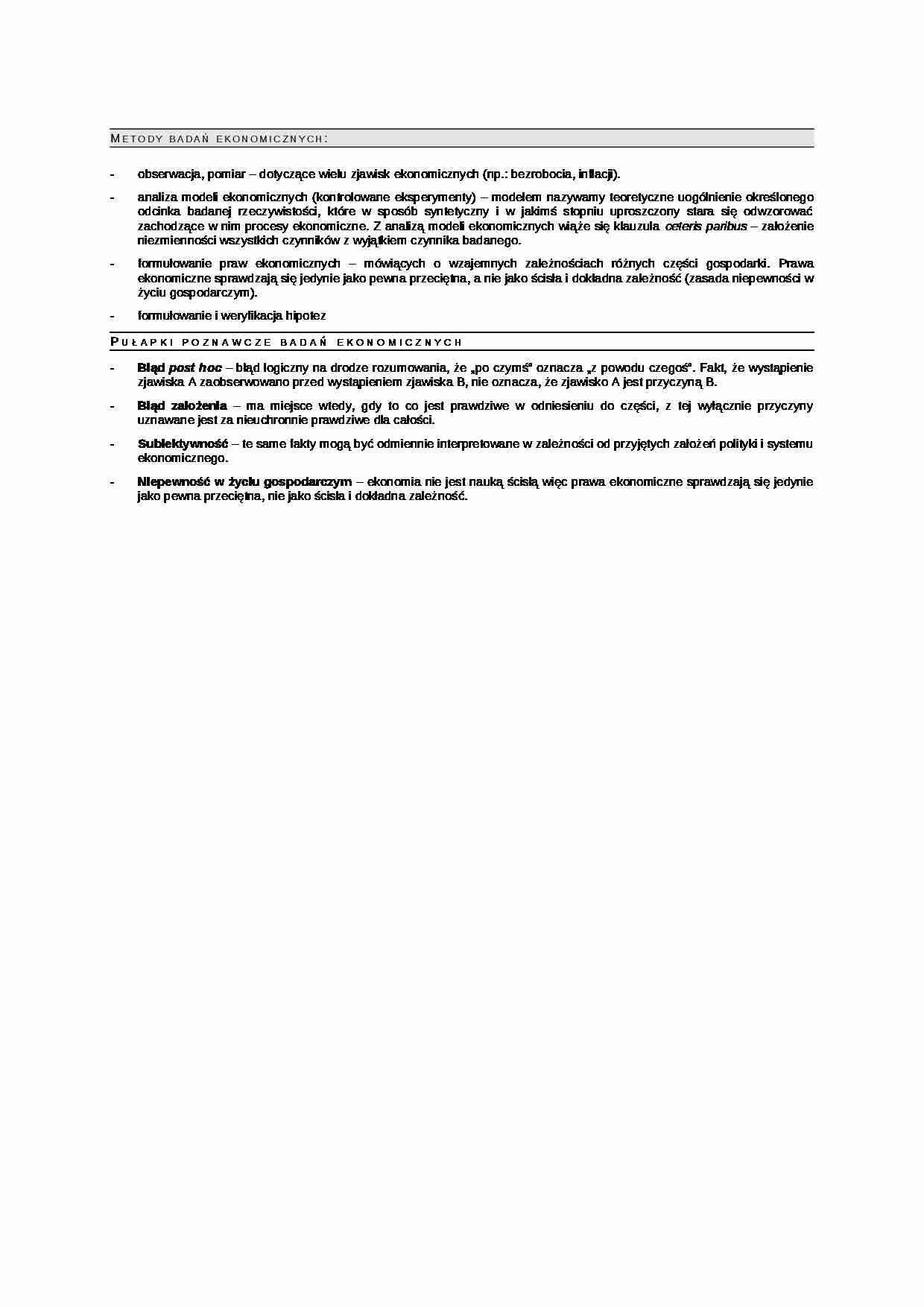Metody badań ekonomicznych-opracowanie - strona 1