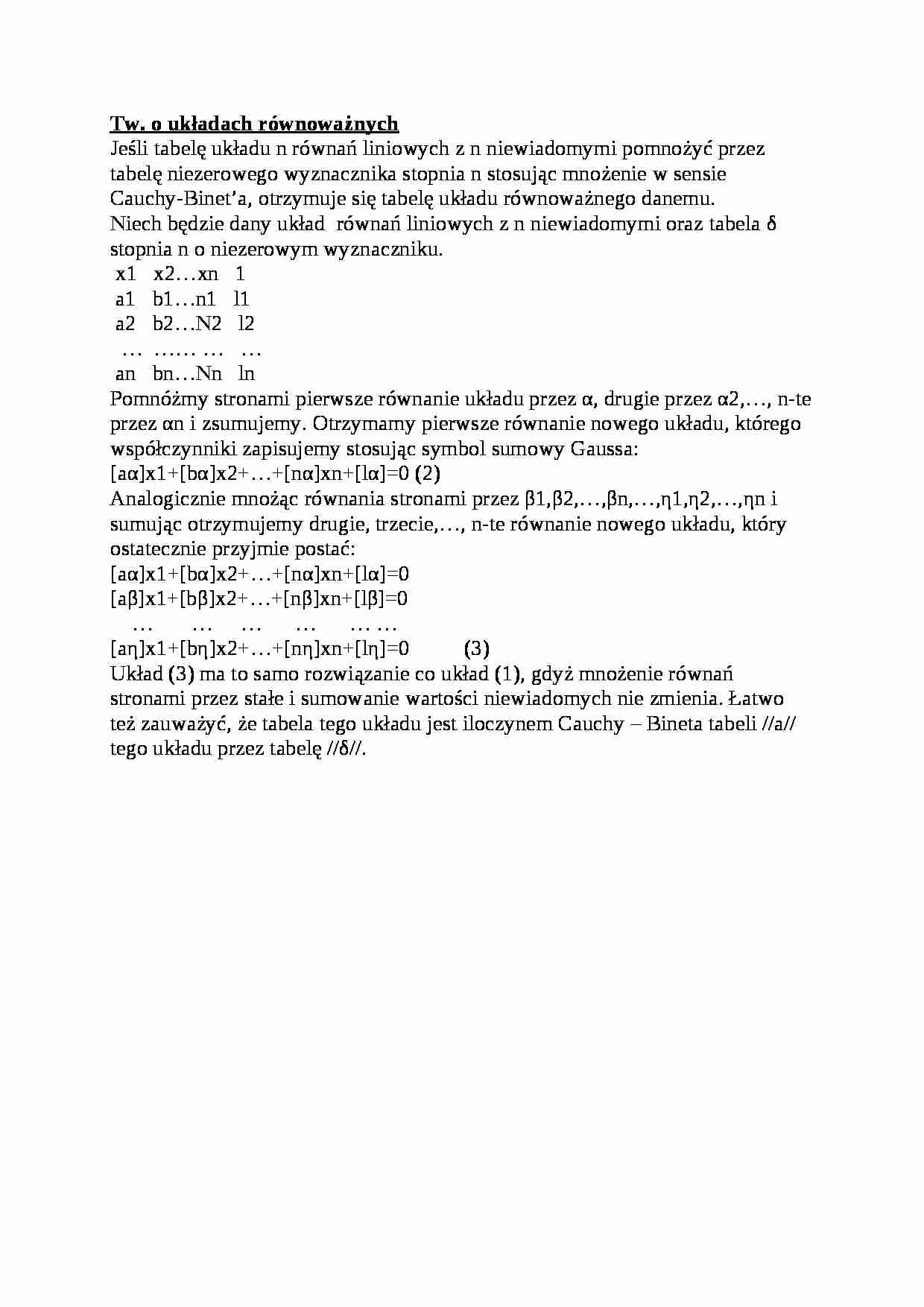 Twierdzenie o układach równoważnych-opracowanie - strona 1