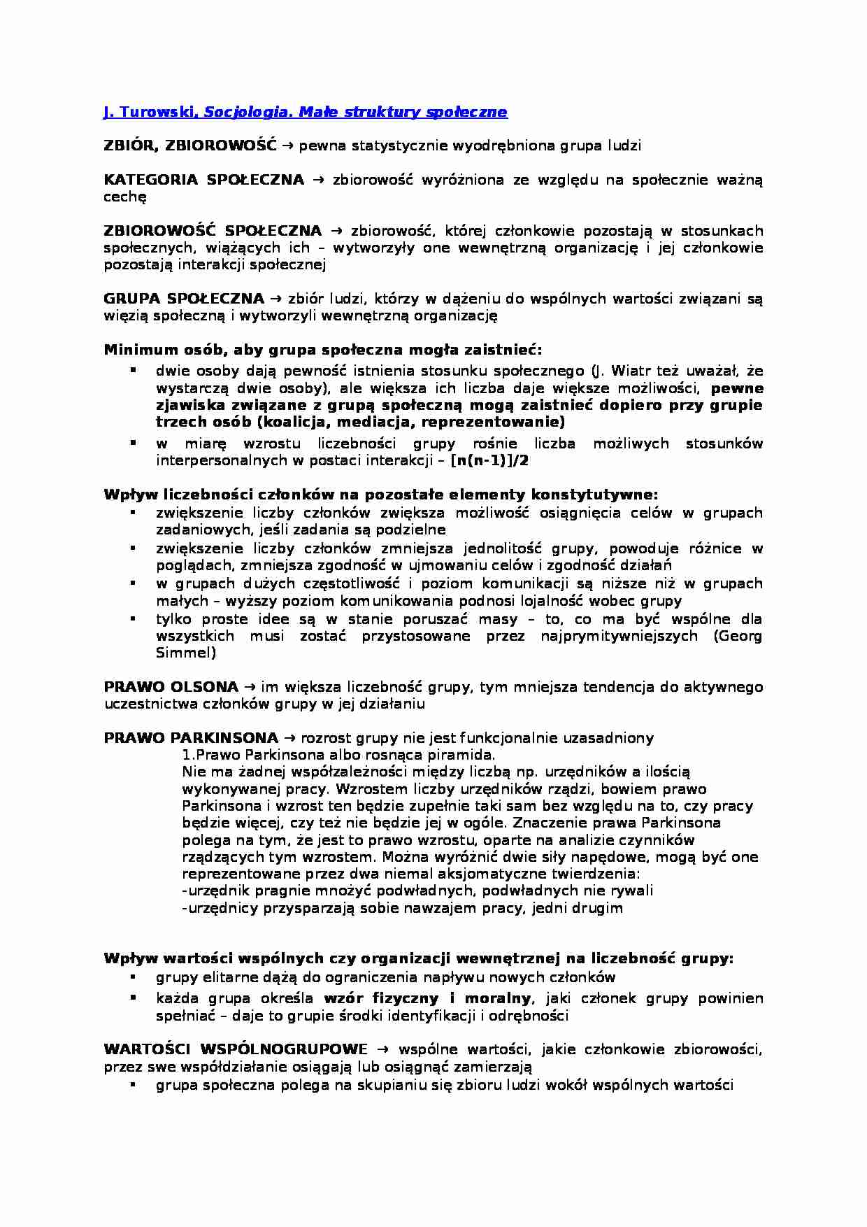  J. Turowski Małe struktury społeczne-opracowanie - strona 1