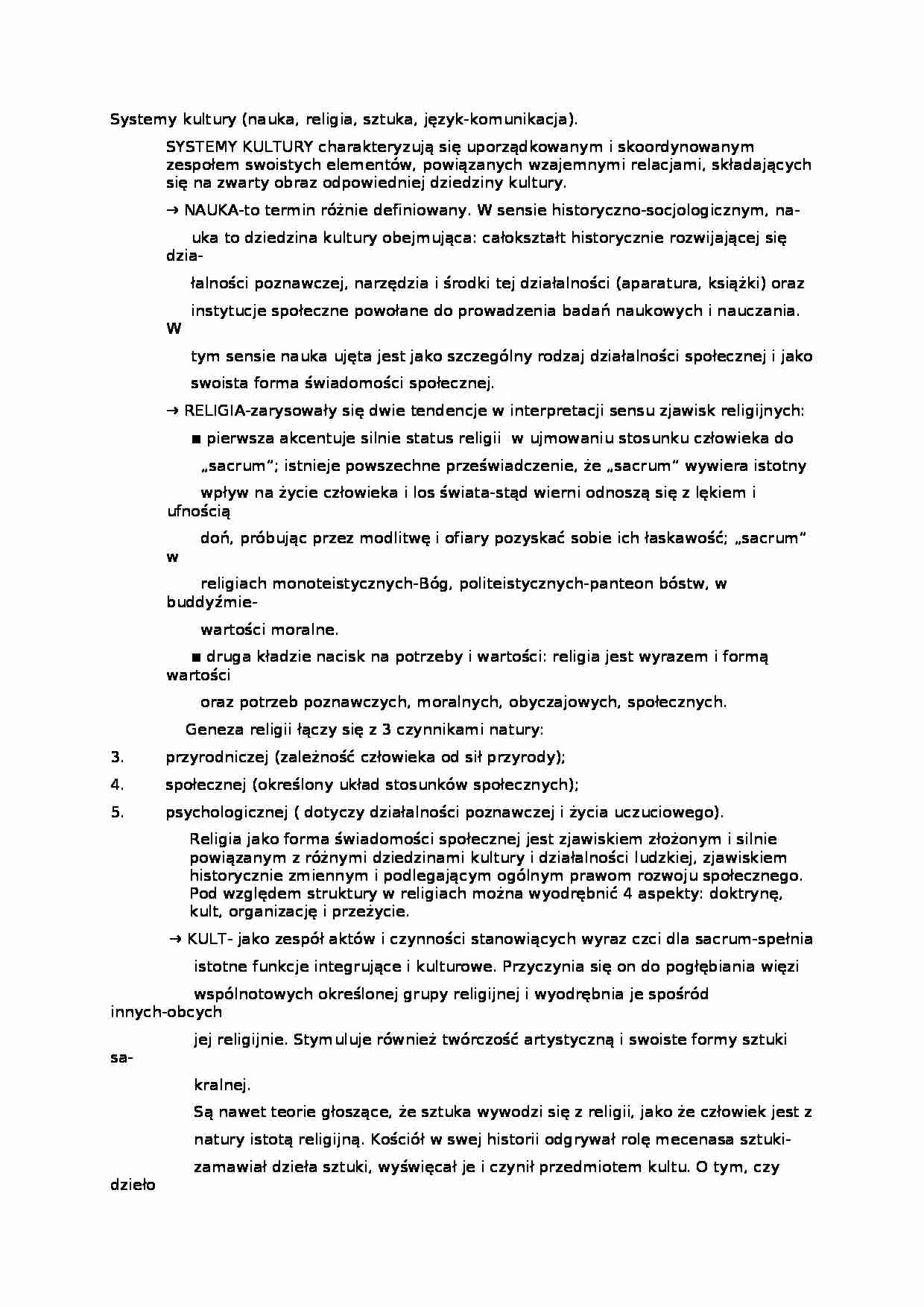  Systemy kultury-opracowanie - strona 1