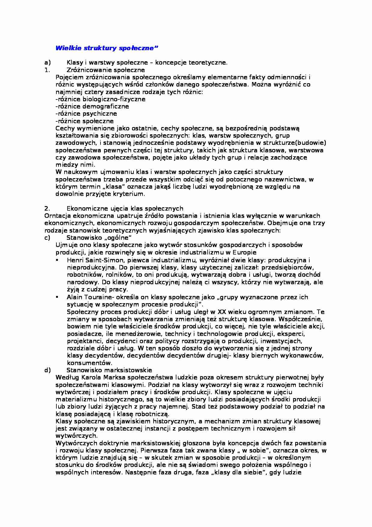 Wielkie struktury społeczne, Turowski-opracowanie - strona 1