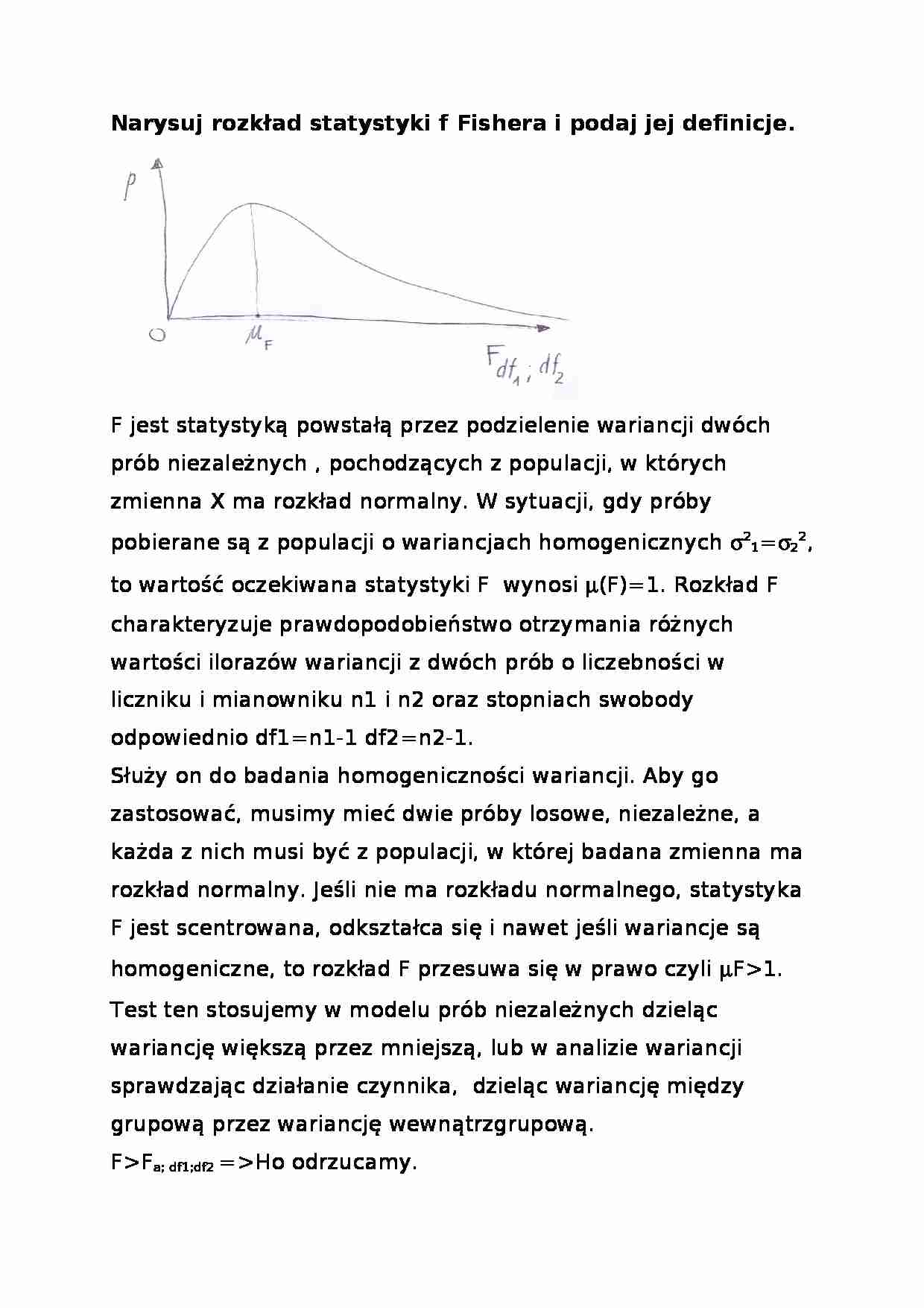 Statystyka Fishera-opracowanie - strona 1