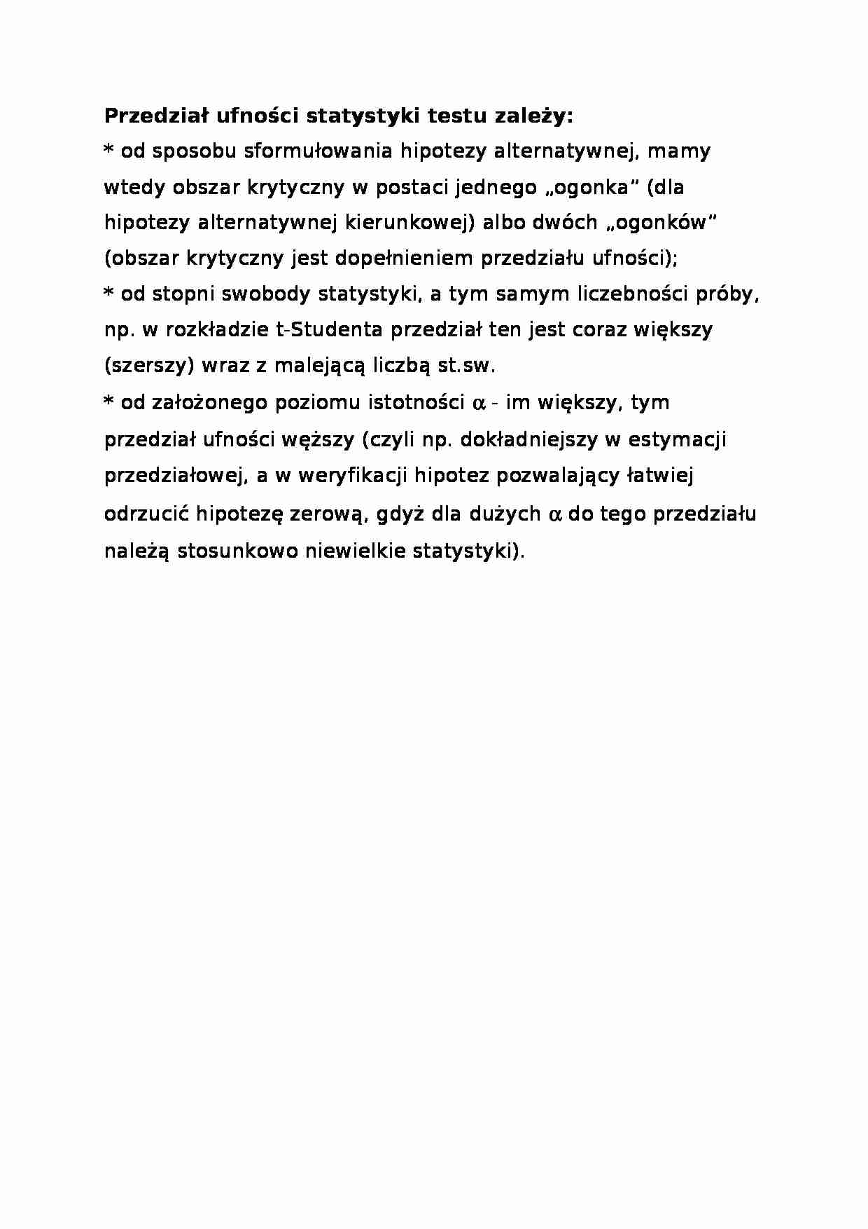 Przedział ufności statystyki testu zależy-opracowanie - strona 1
