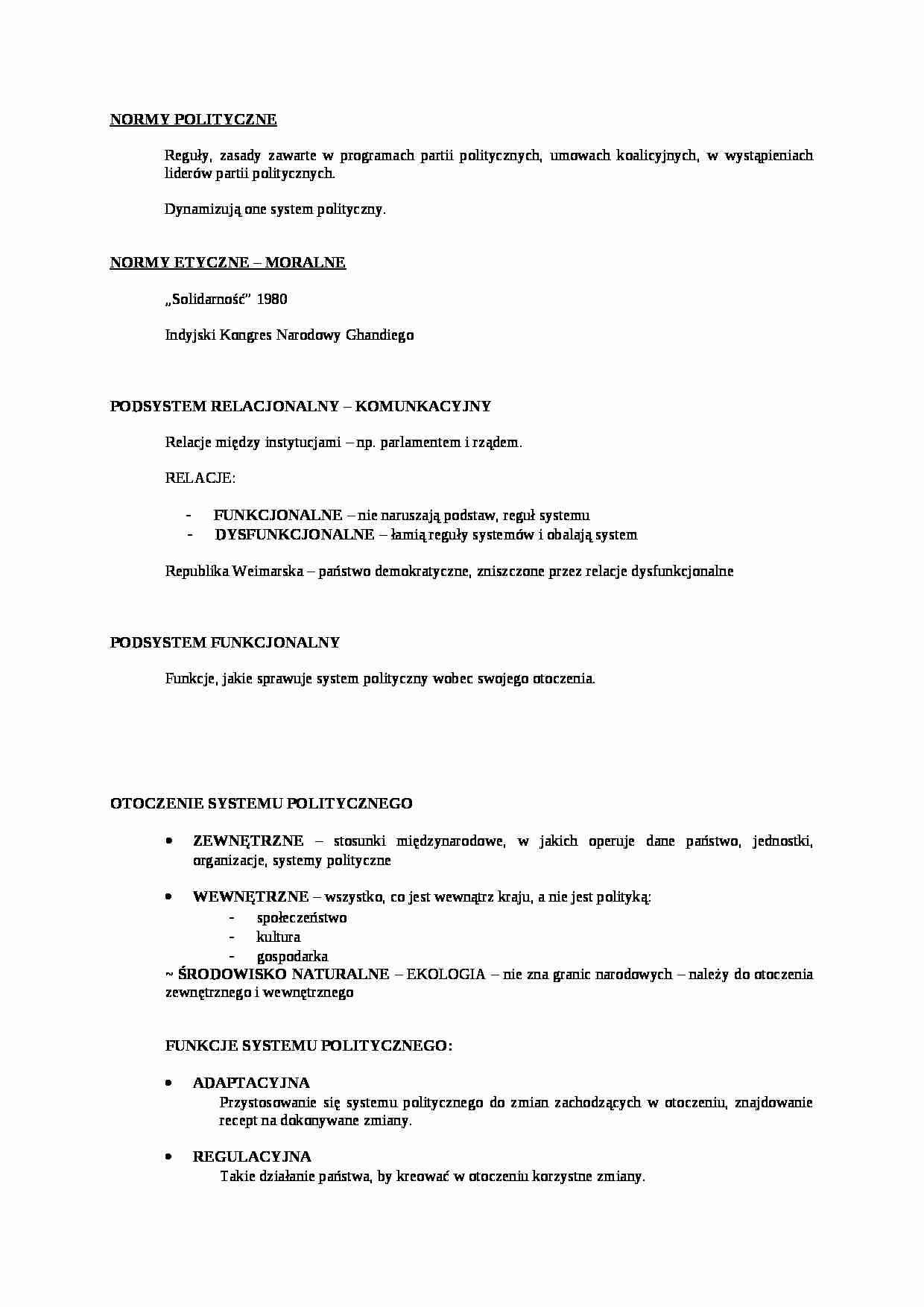Normy polityczne-opracowanie - strona 1