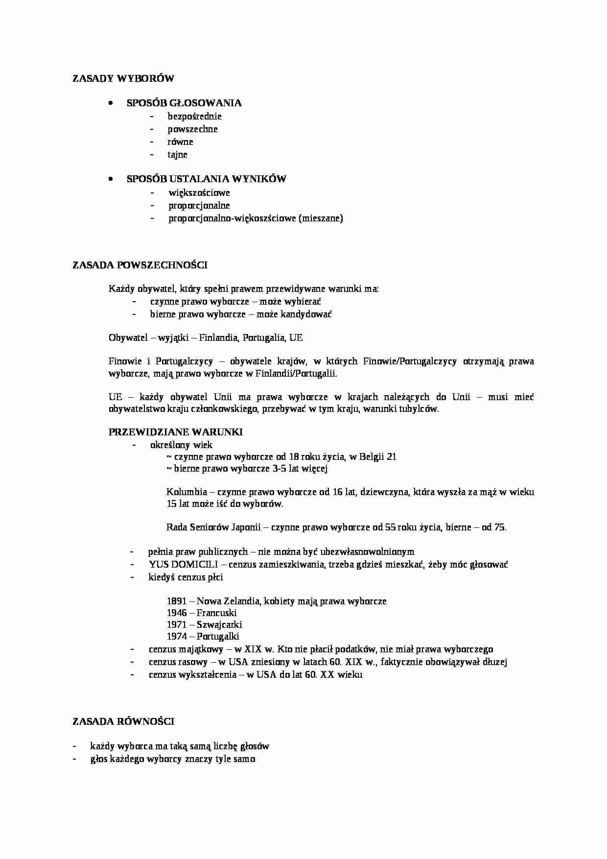 Zasady wyborów-opracowanie - strona 1