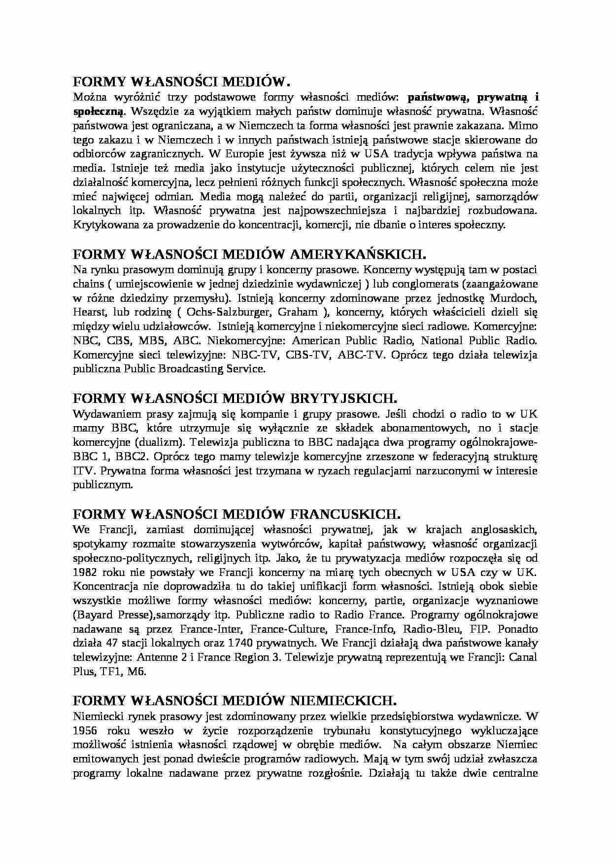 Formy własności mediów-opracowanie - strona 1