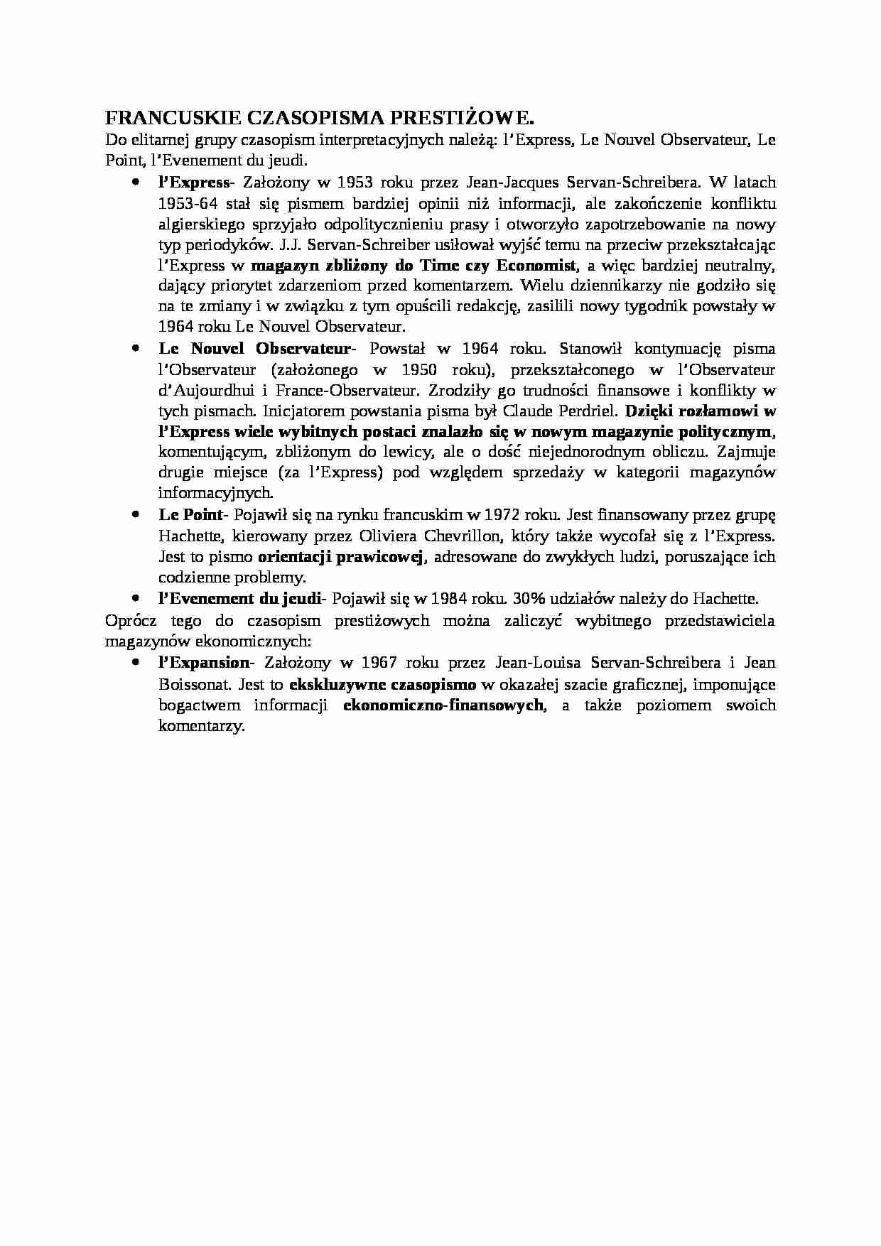 Francuskie czasopisma prestiżowe-opracowanie - strona 1