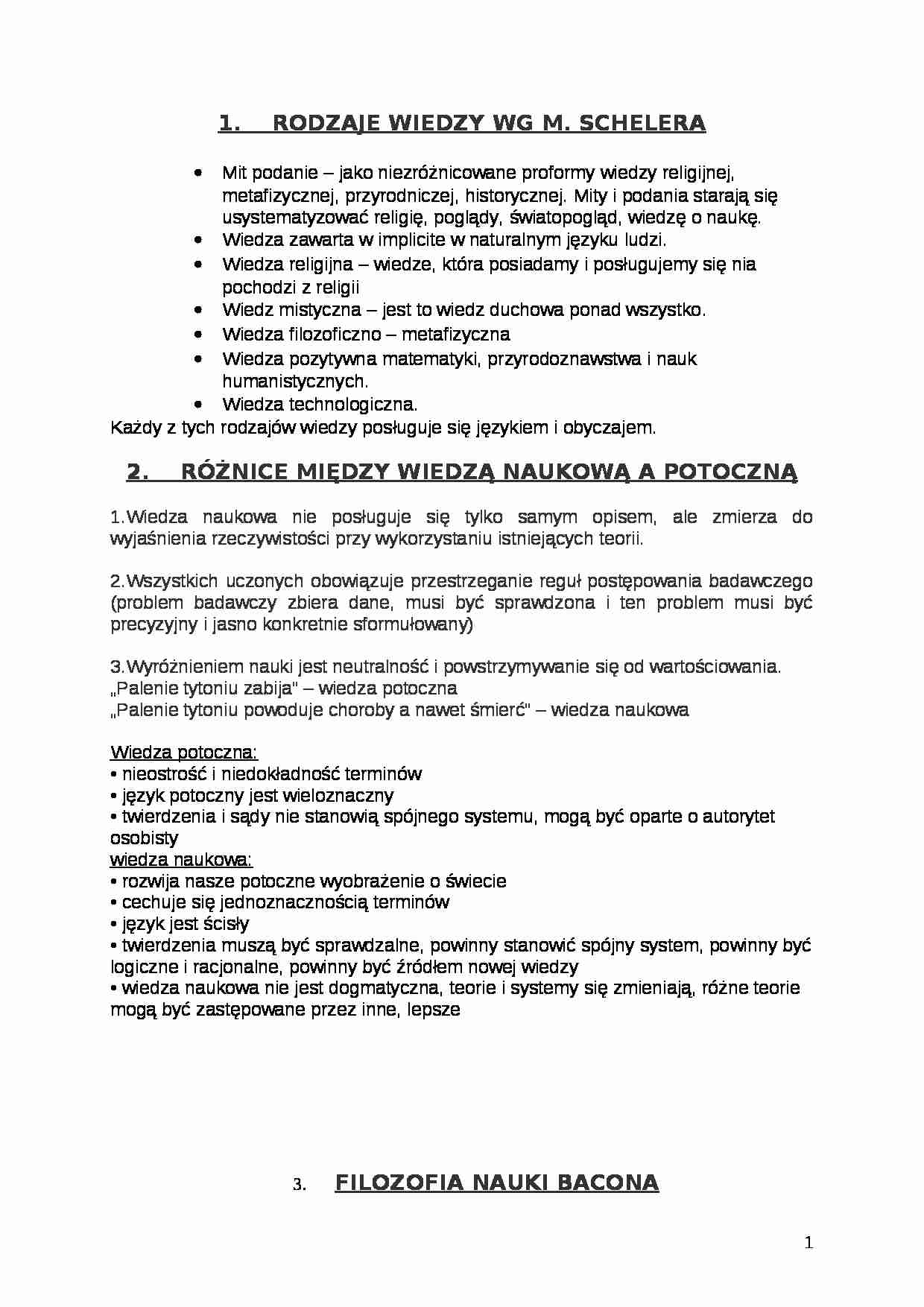 RODZAJE WIEDZY - strona 1