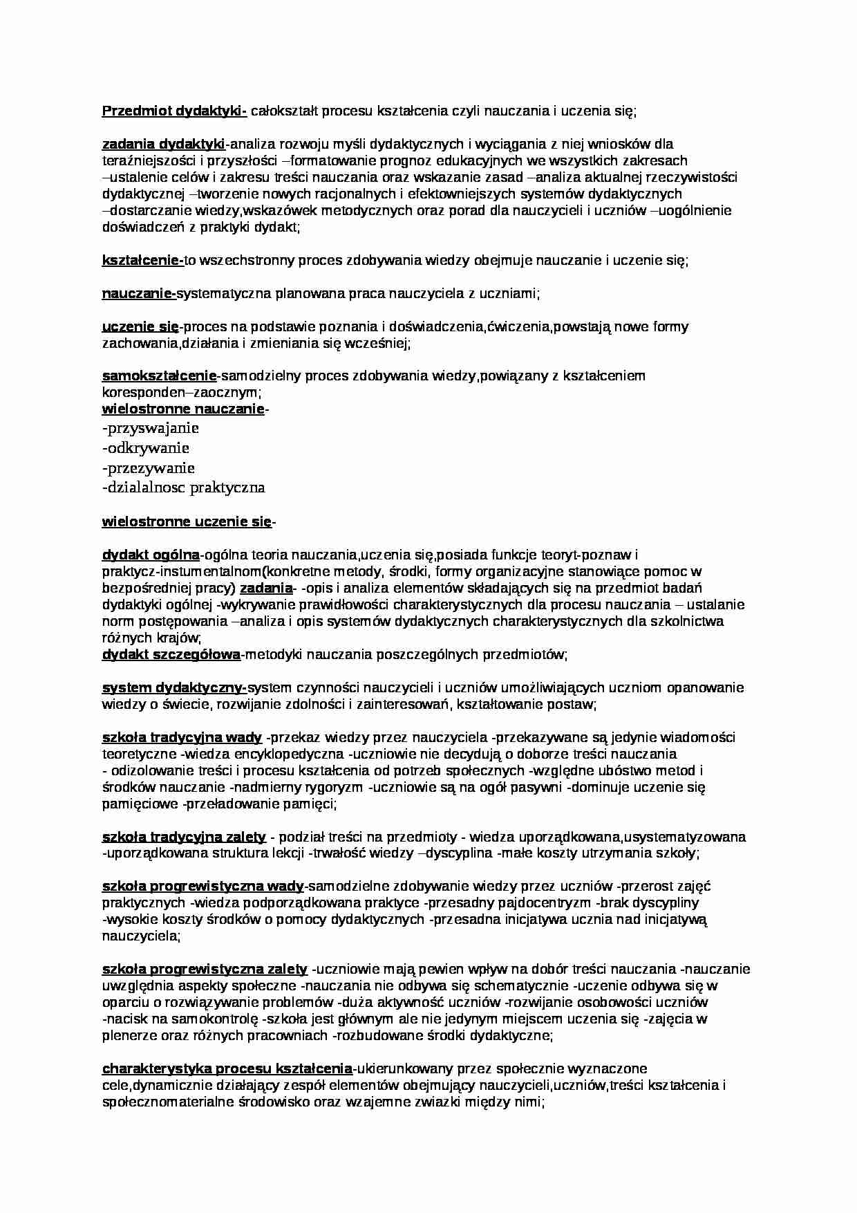 dydaktyka ściąga - strona 1