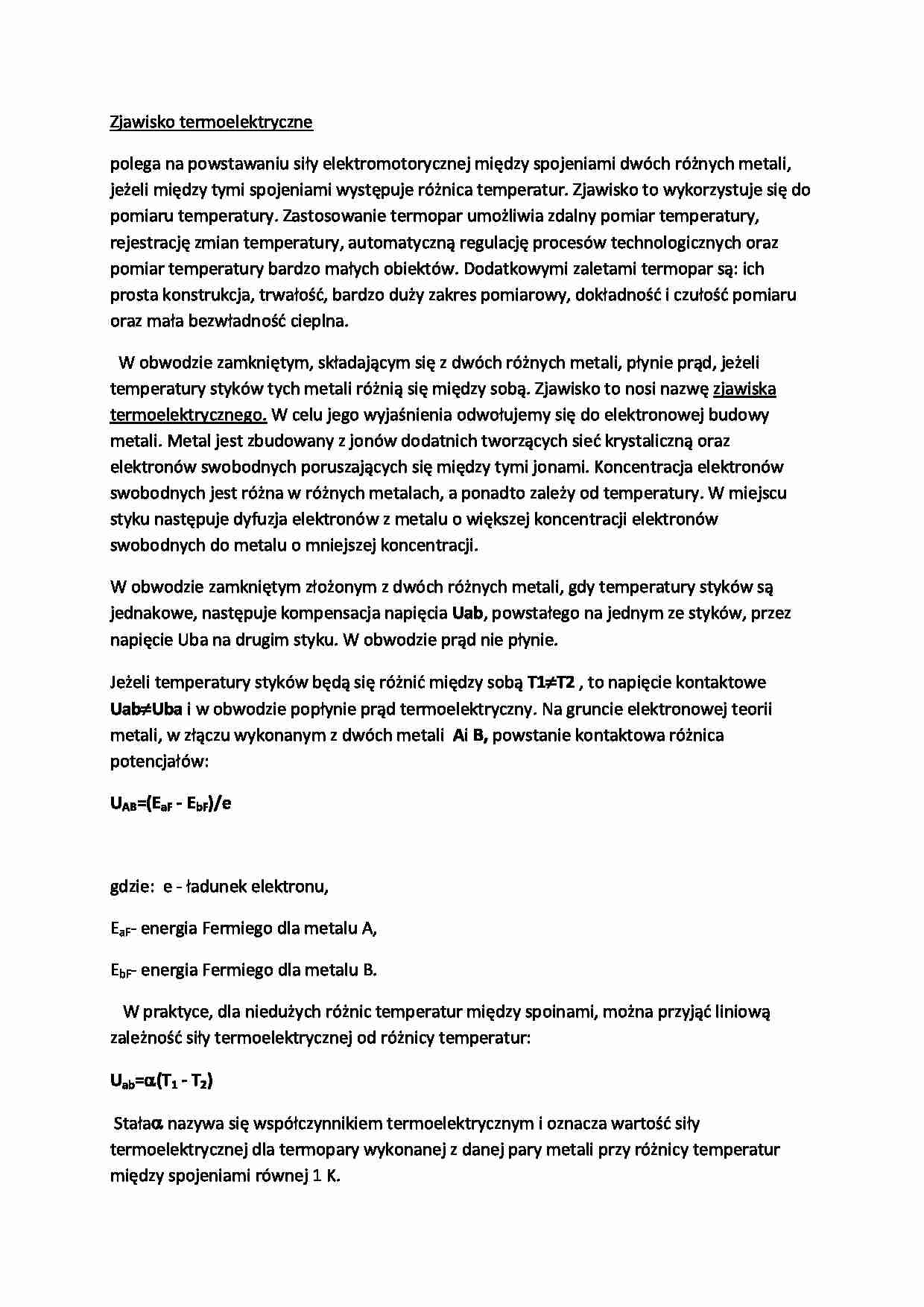 Zjawisko termoelektryczne - omówienie - strona 1