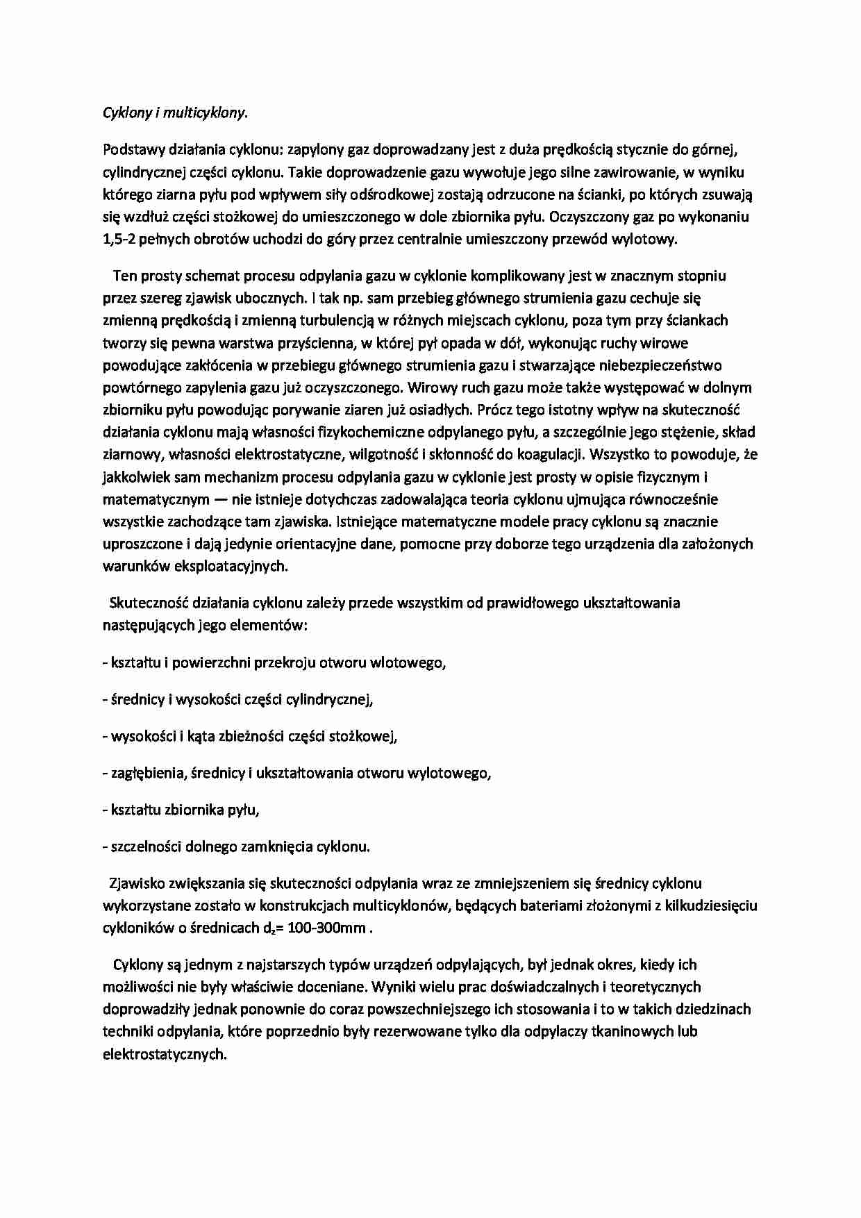 Cyklony i multicyklony - omówienie - strona 1