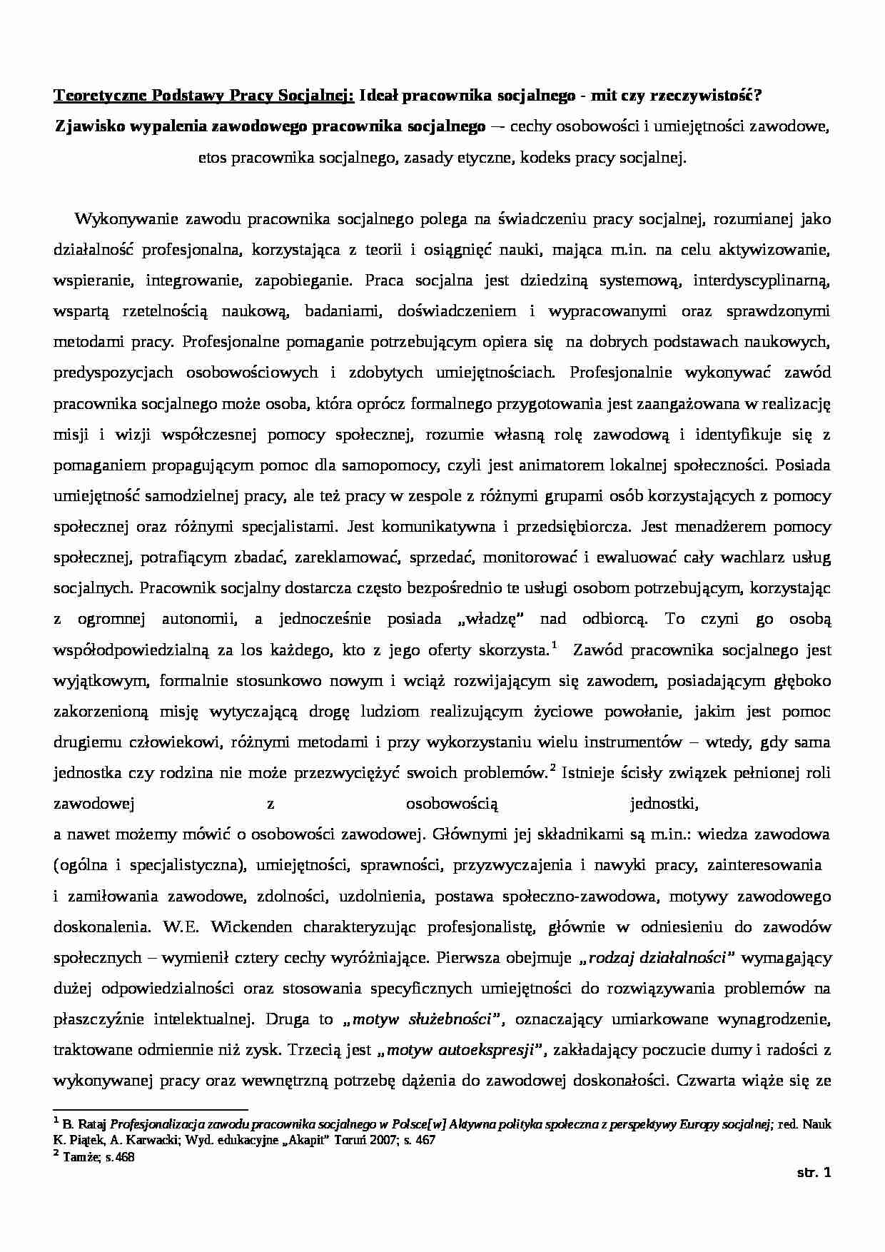 Teoretyczne Podstawy Pracy Socjalnej - strona 1