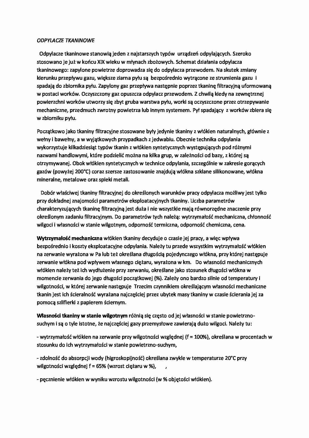 Odpylacze tkaninowe - omówienie - strona 1